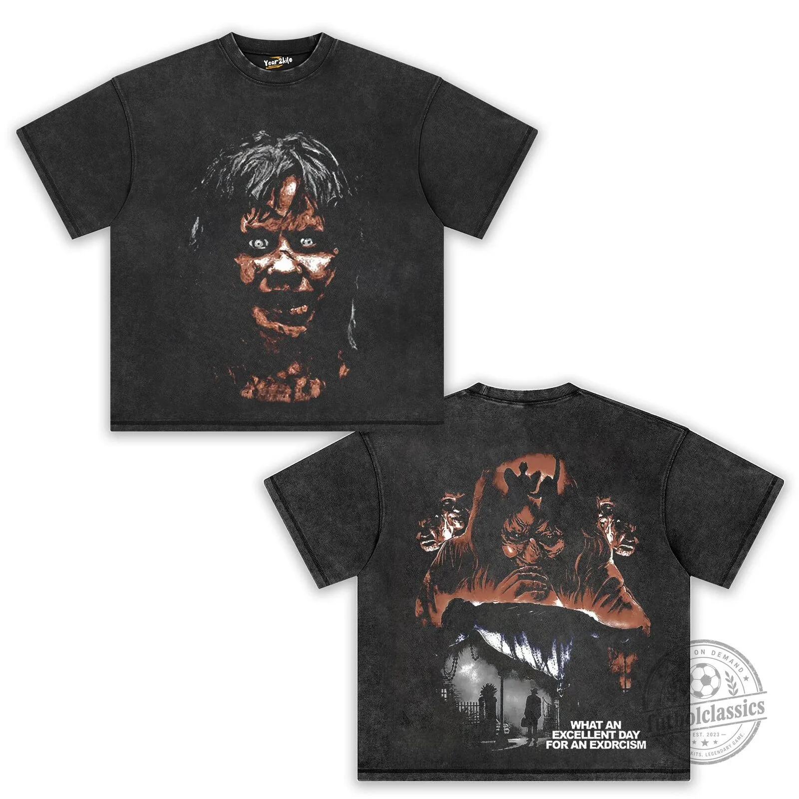 The Exorcist Regan MacNeil Horror Movie Vintage Washed Black T-Shirt – image 3 of 4