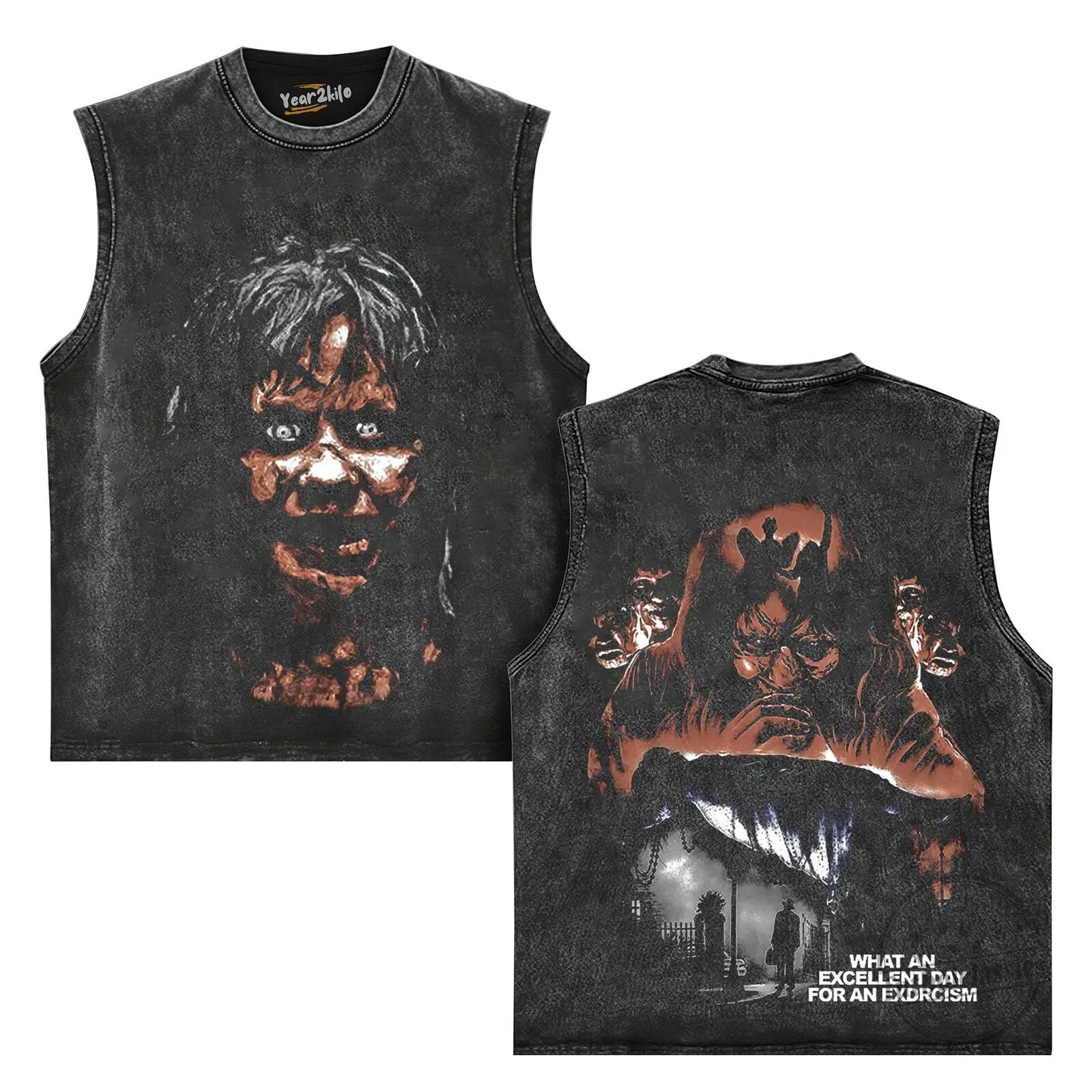 The Exorcist Regan MacNeil Horror Movie Vintage Washed Black T-Shirt – image 4 of 4