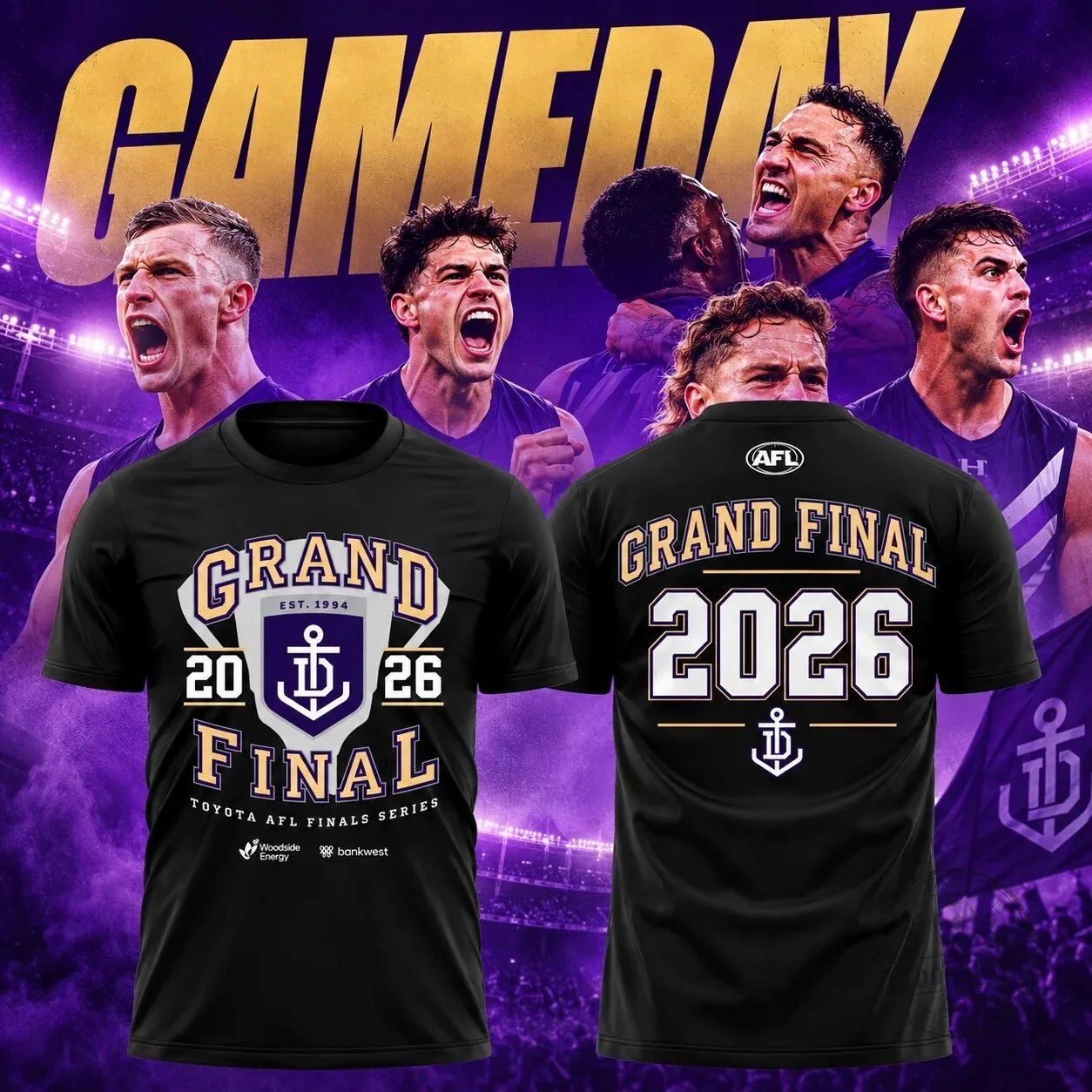 Fremantle Dockers 2026 Grand Final Black Toyota AFL Finals Series T-Shirt