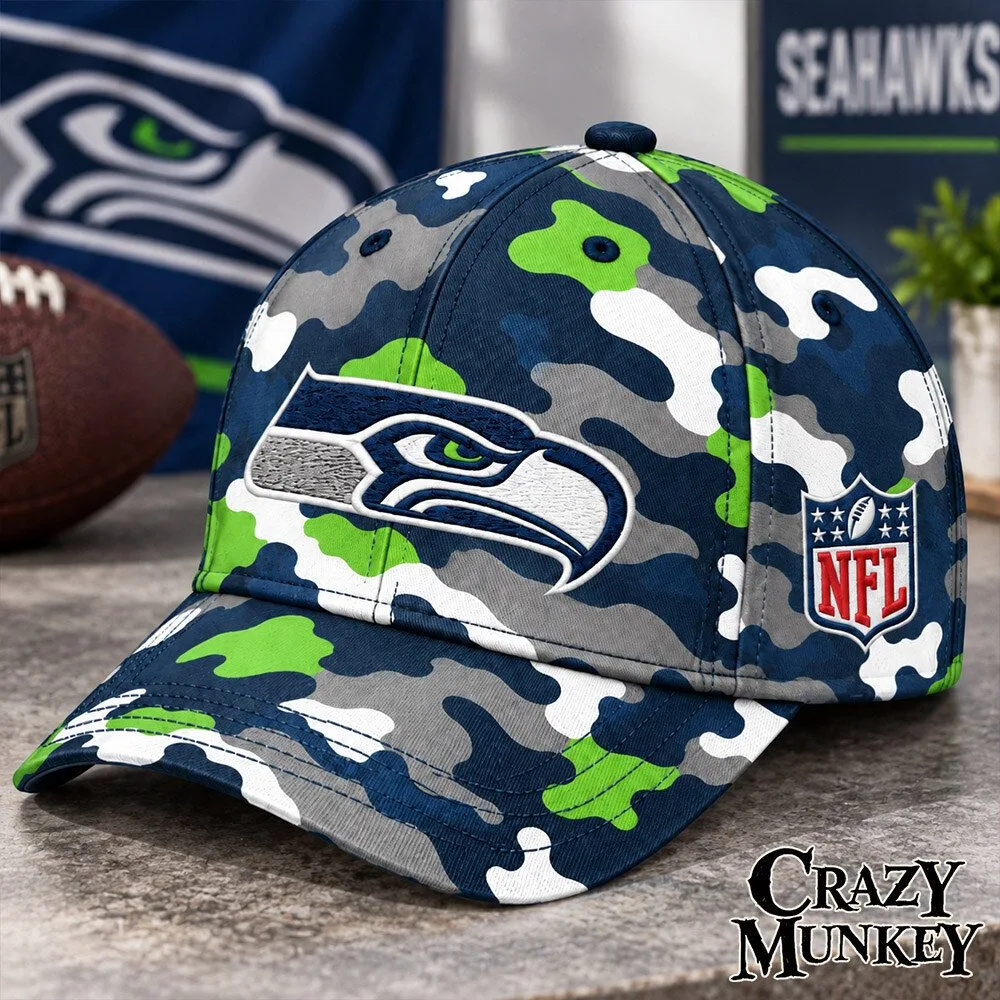 Seattle Seahawks Camo Embroidered Concept Fan Baseball Cap | Headwear