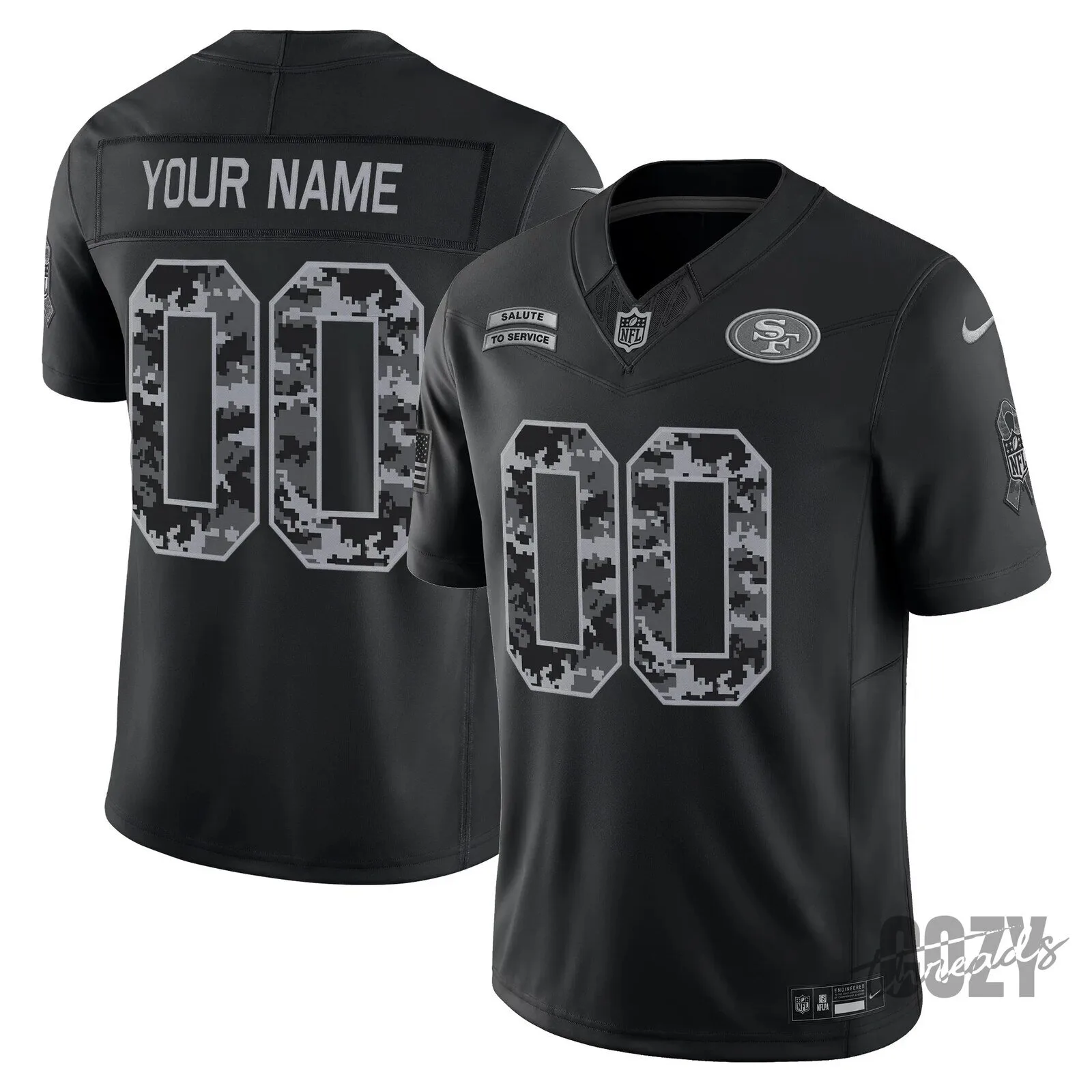 San Francisco 49ers Salute to Service Custom Black Football Jersey