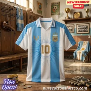 Argentina 10 Retro V neck Polo Jersey Version Print Vintage Striped Football Shirt for Fans 1