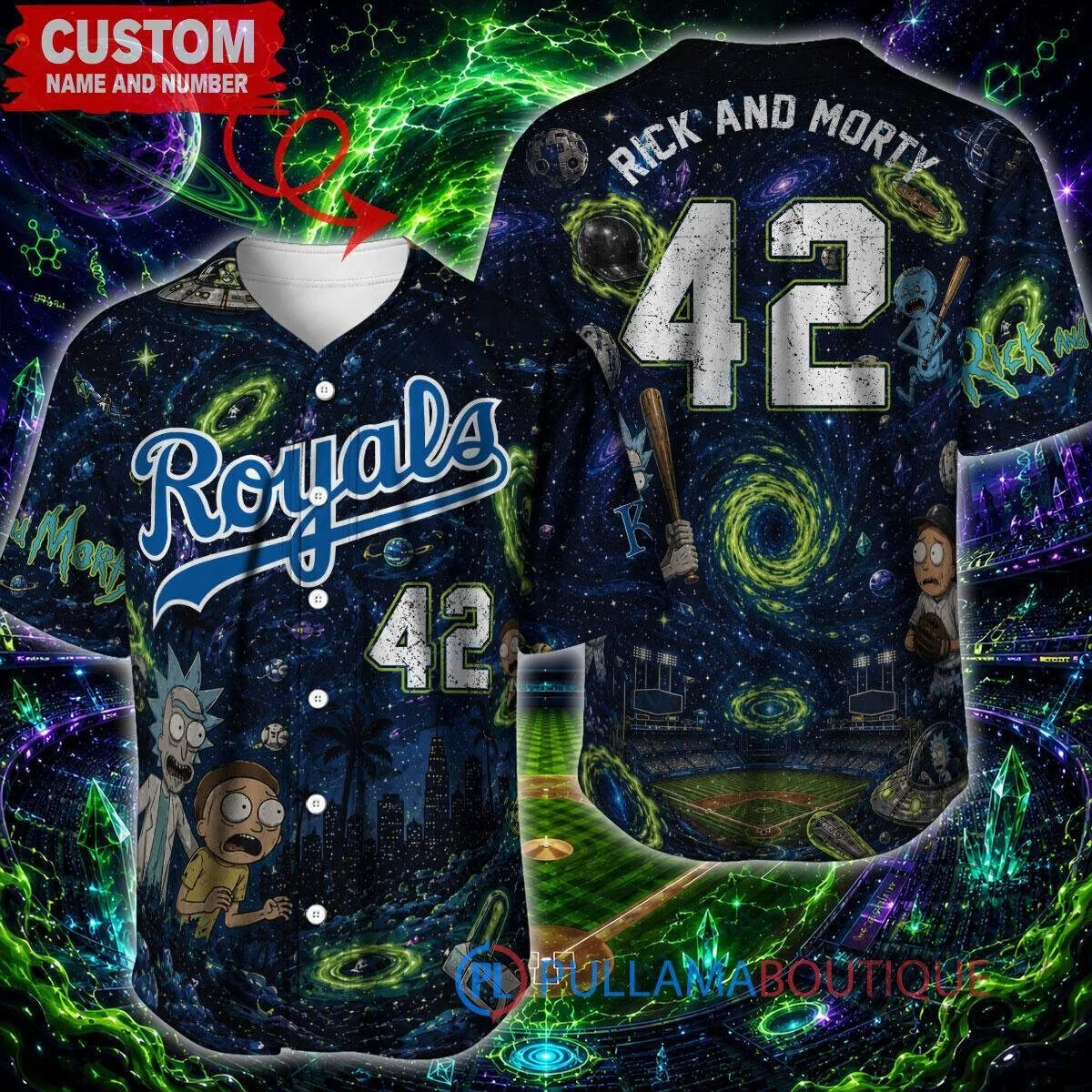 Kansas City Royals Baseball Rick and Morty Portal Custom Jersey