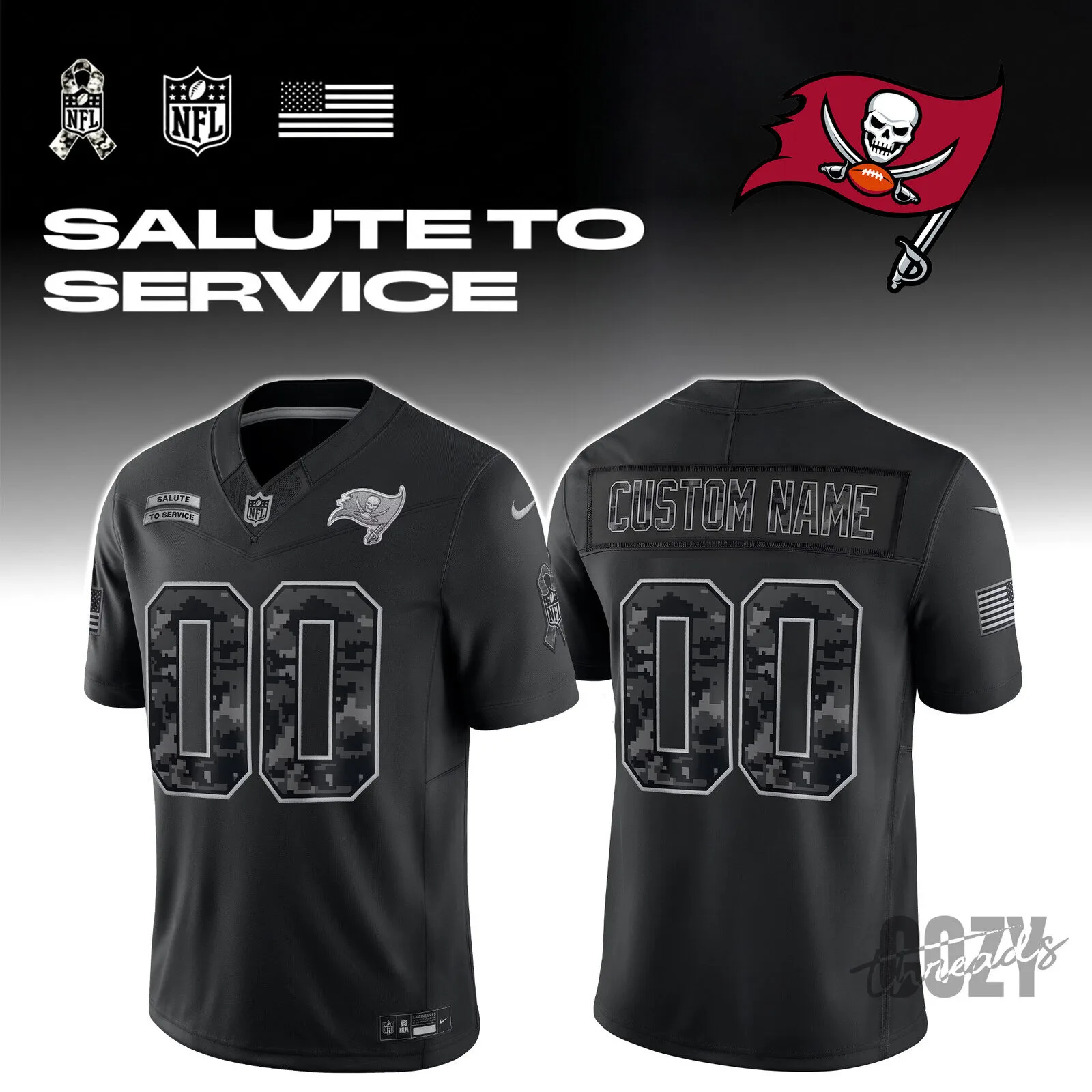 Tampa Bay Buccaneers Salute To Service Custom Name And Number Football Jersey