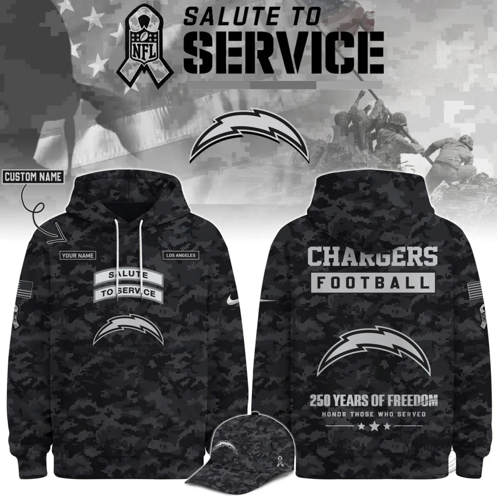 Los Angeles Chargers NFL Salute to Service Veterans Day Hoodie Los Angeles Chargers NFL Salute to Service Veterans Day Hoodie