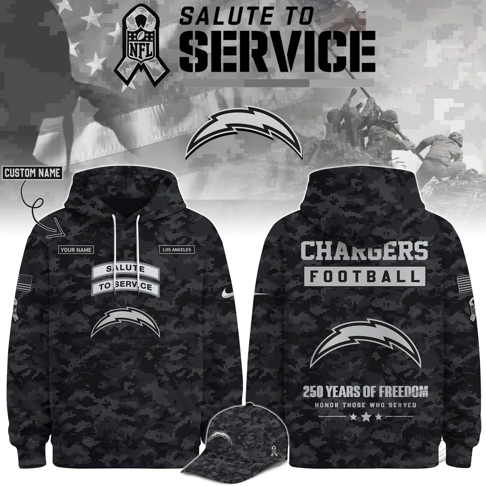 Los Angeles Chargers NFL Salute to Service Veterans Day Hoodie
