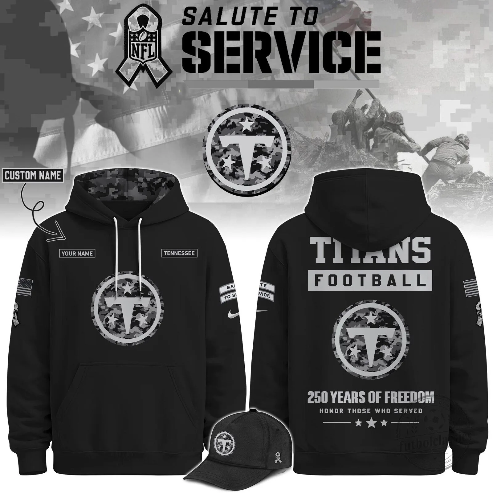 Tennessee Titans Football Salute To Service Veterans Day Hoodie
