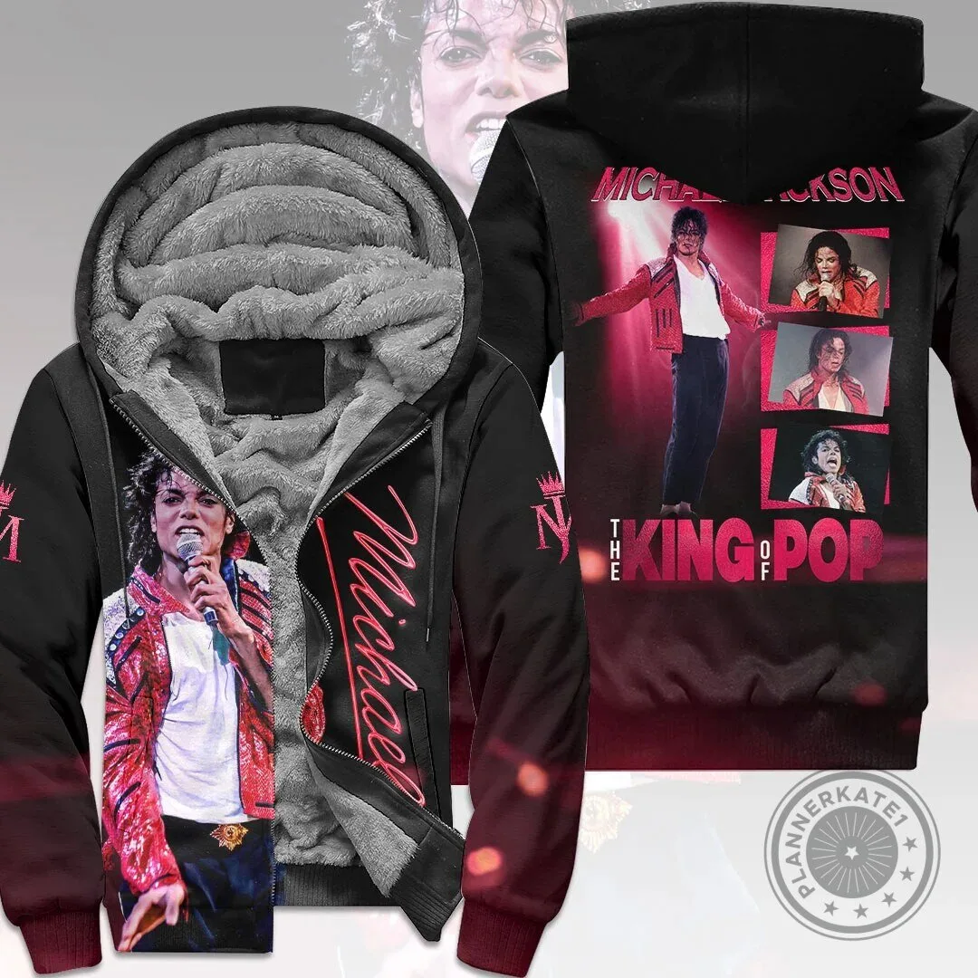 Full Zip Fleece Hoodie Featuring Michael Jackson, The King of Pop 1 Full Zip Fleece Hoodie Featuring Michael Jackson, The King of Pop