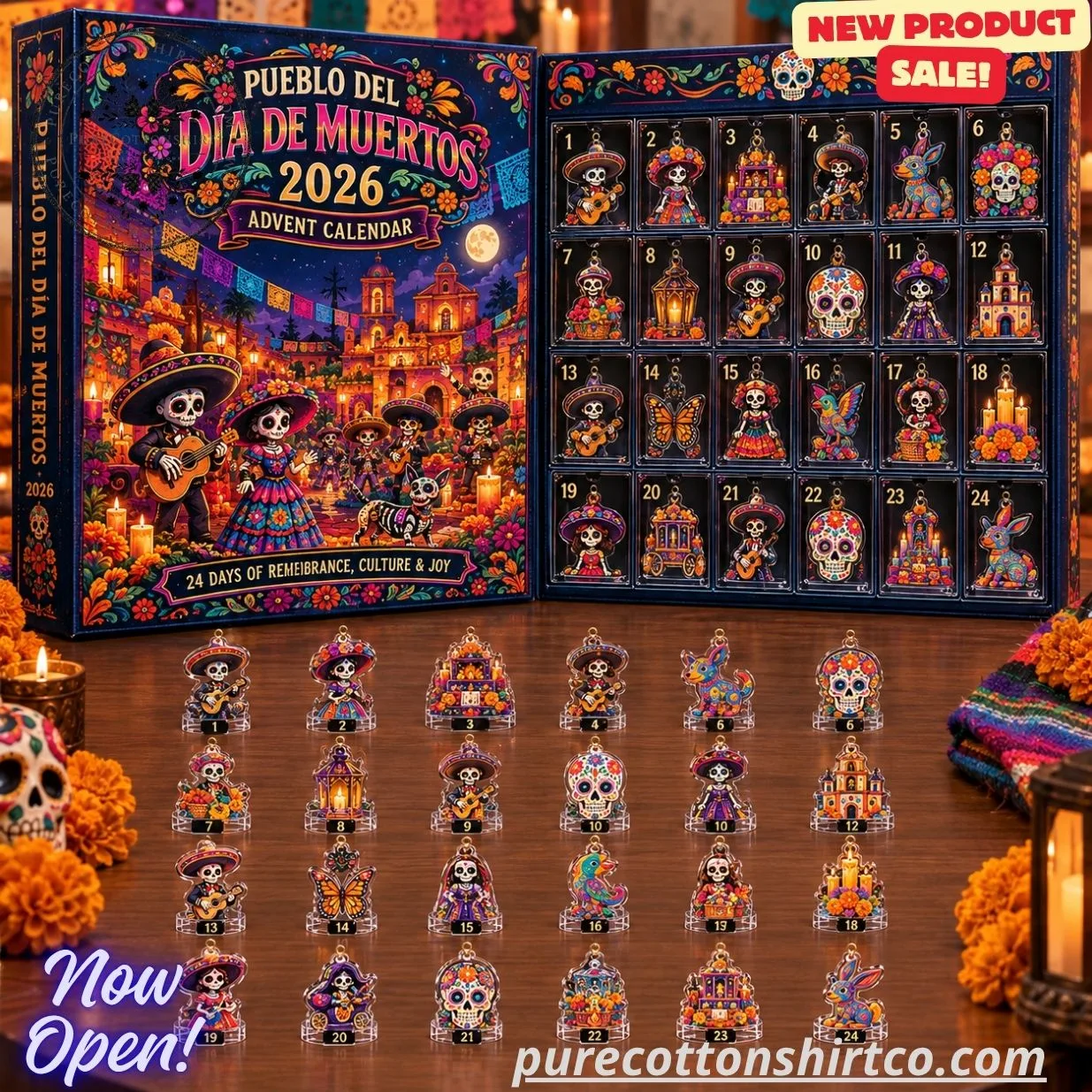 Pueblo Del Día De Muertos 2026 Advent Calendar (3) Pueblo Del Día De Muertos 2026 Advent Calendar – 24 Day of the Dead Countdown Gift Box — image 3