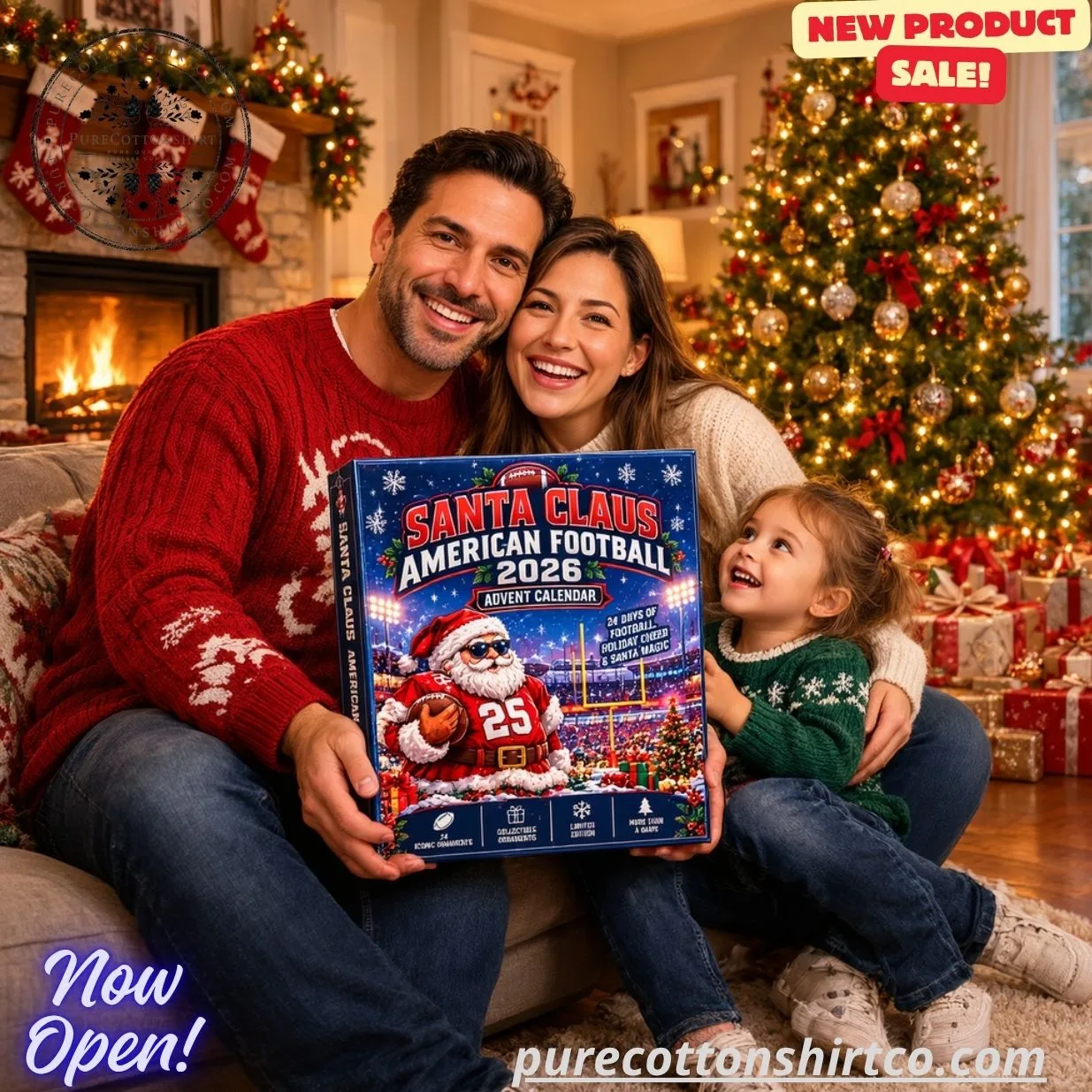 purecottonshirtco (3) Santa Claus x American Football 2026 Advent Calendar – 24 Days Christmas Ornaments Set — image 3