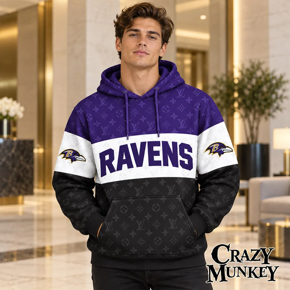 Baltimore Ravens LV Luxury Monogram Concept Fan Hoodie | Apparel