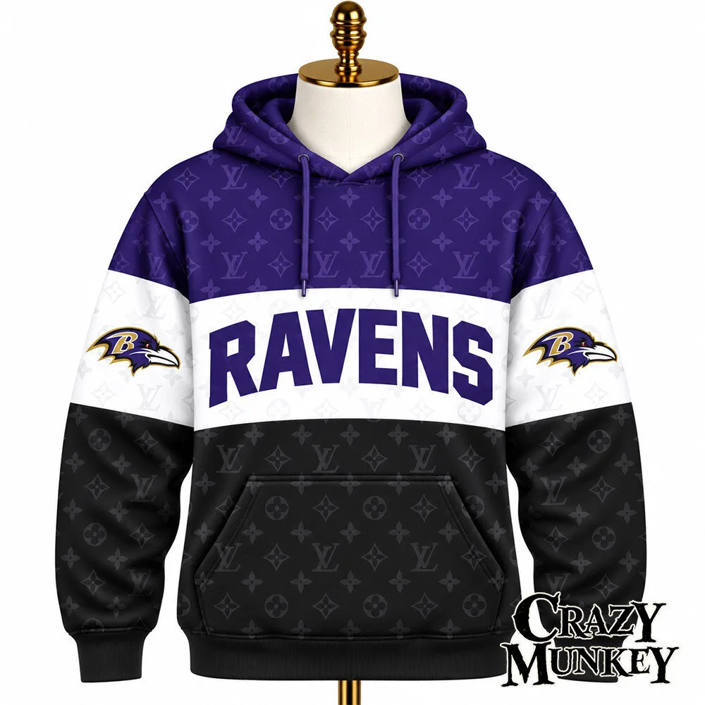 Baltimore Ravens LV Luxury Monogram Concept Fan Hoodie | Apparel 3 Baltimore Ravens LV Luxury Monogram Concept Fan Hoodie | Apparel
