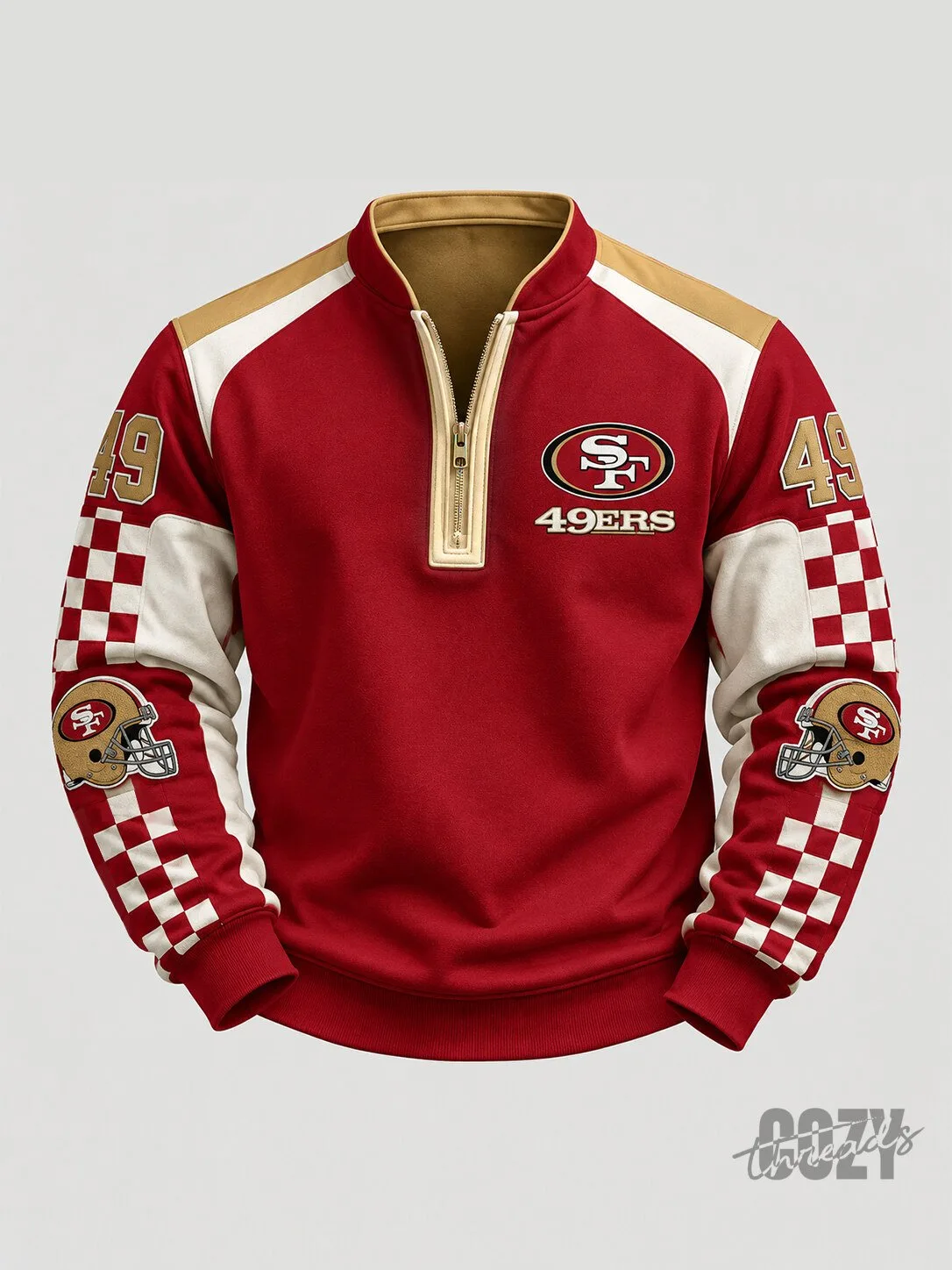 San Francisco 49ers Vintage Checkerboard Quarter-Zip Pullover Sweatshirt