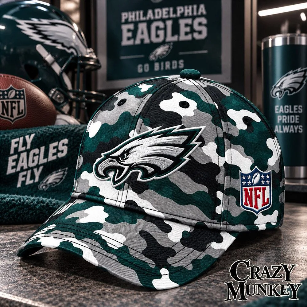 Philadelphia Eagles Camo Embroidered Concept Fan Baseball Cap | Headwear