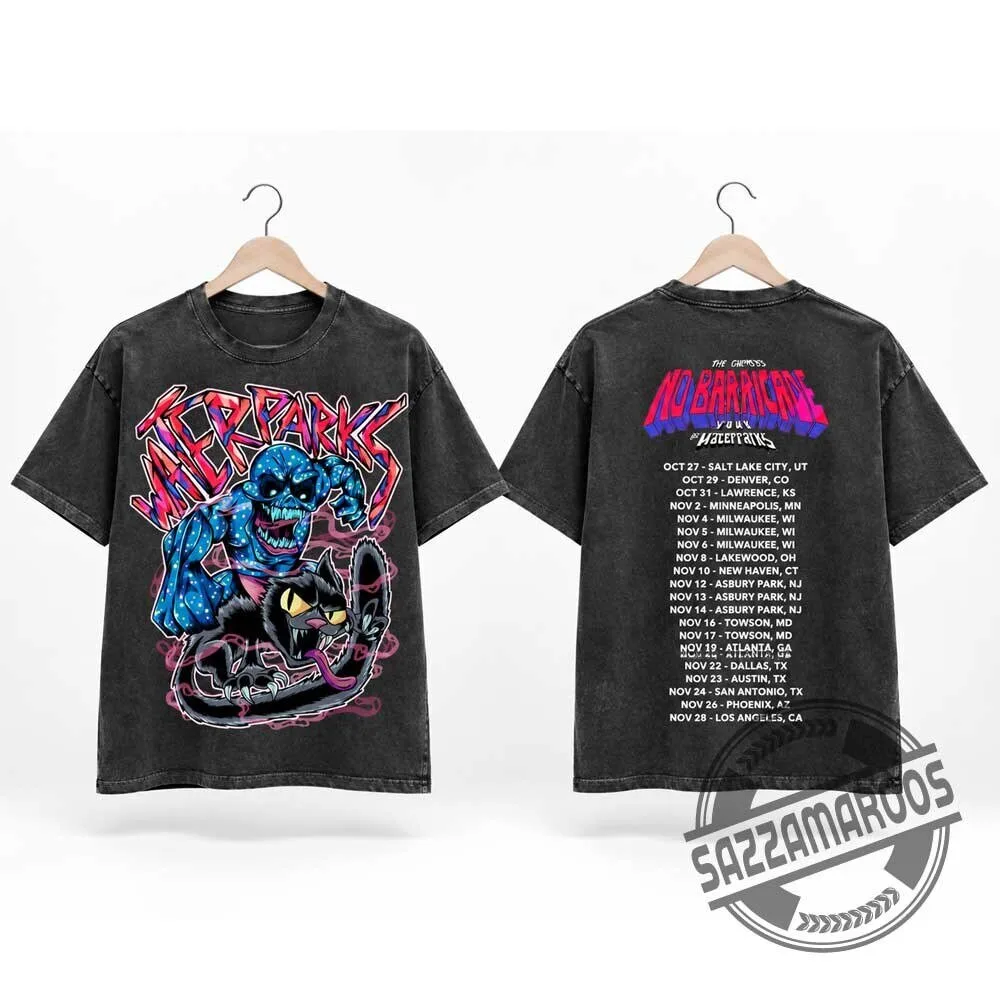 Waterparks Band Blue Monster Cat The Almost No Barricade Tour T-shirt