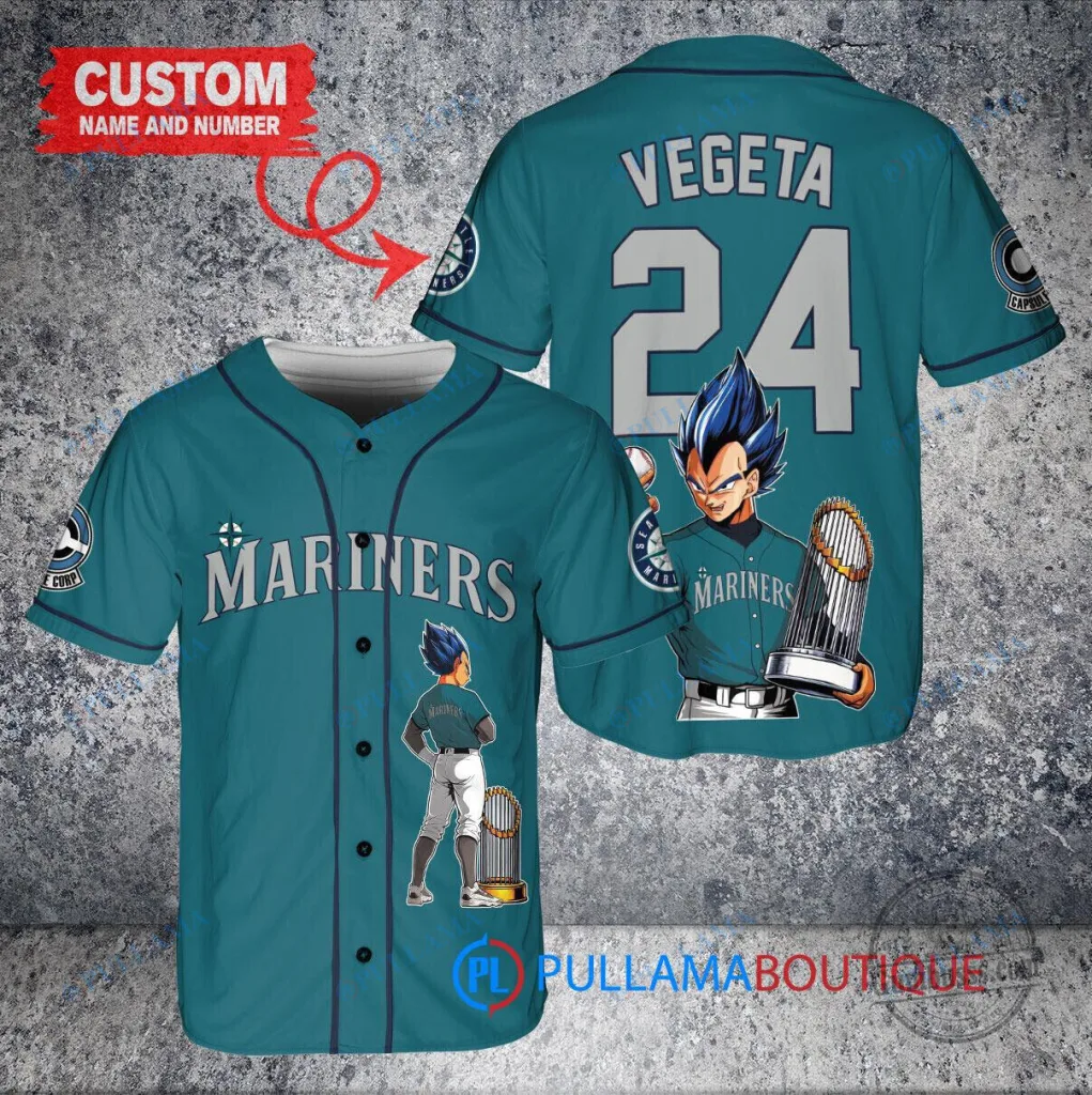Seattle Mariners Baseball Vegeta Super Saiyan World Series Trophy Baseball Jersey 14 Seattle Mariners Baseball Vegeta Super Saiyan World Series Trophy Baseball Jersey