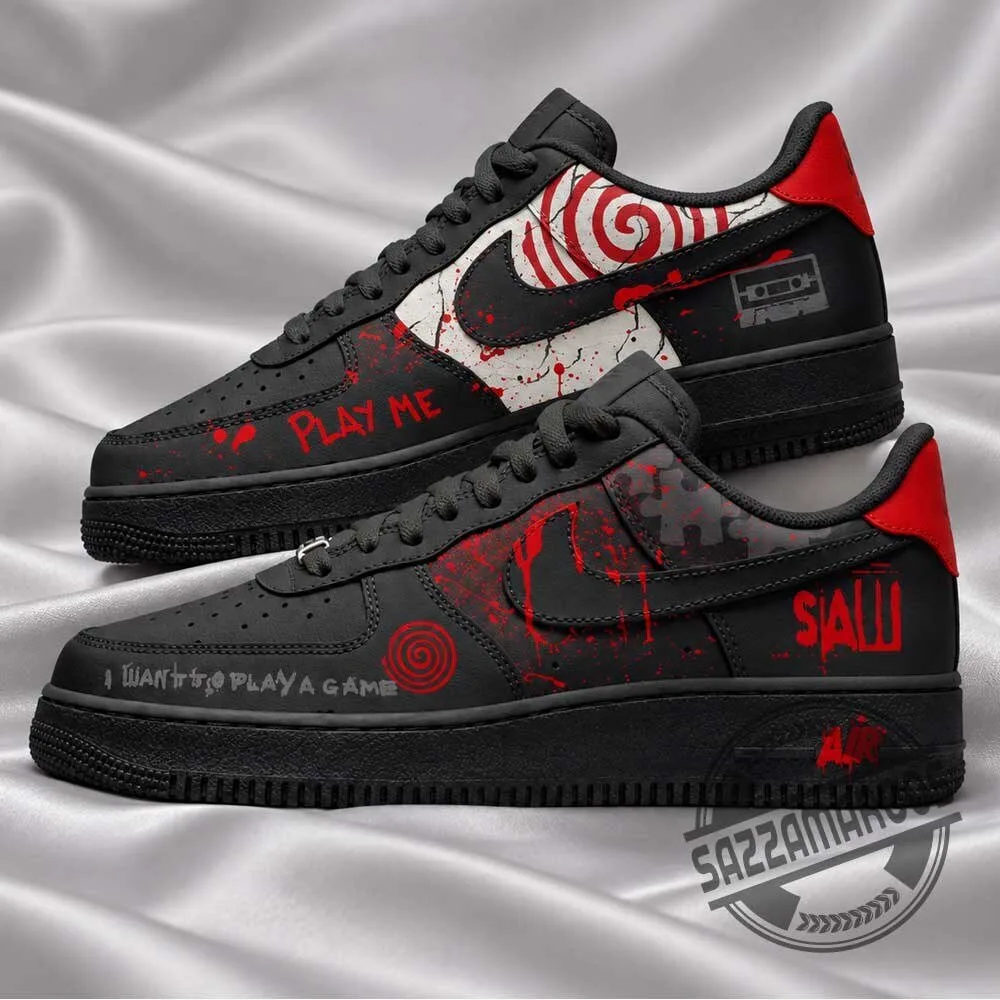Saw Horror Movie Billy The Puppet Jigsaw Custom Air Force 1 Sneakers Shoes 3 Saw Horror Movie Billy The Puppet Jigsaw Custom Air Force 1 Sneakers Shoes