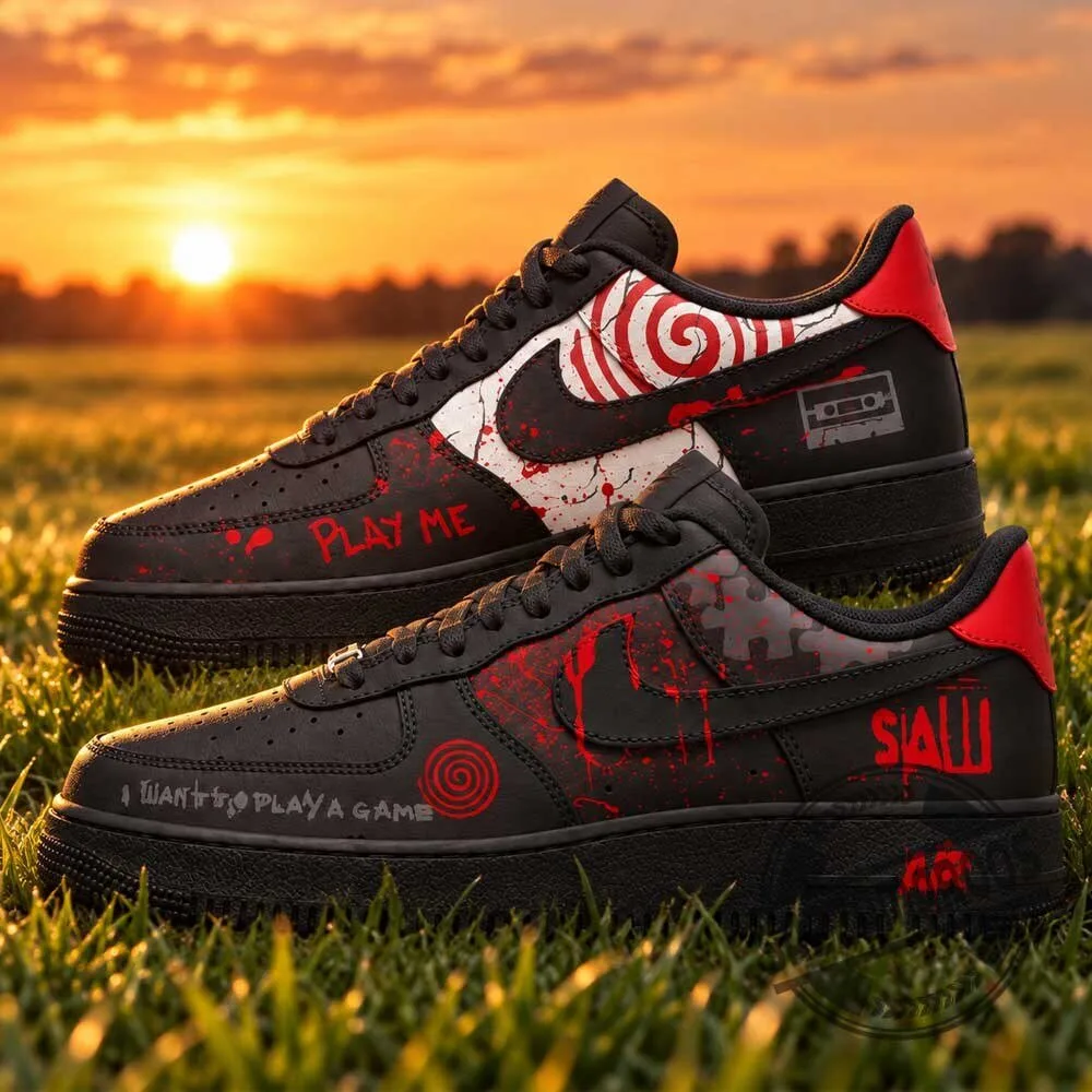 Saw Horror Movie Billy The Puppet Jigsaw Custom Air Force 1 Sneakers Shoes 5 Saw Horror Movie Billy The Puppet Jigsaw Custom Air Force 1 Sneakers Shoes