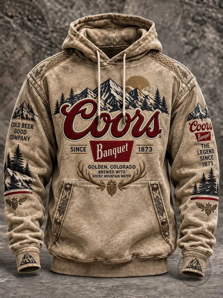 Hoodie Featuring Coors Banquet Beer and Rocky Mountain Water from Golden, Colorado