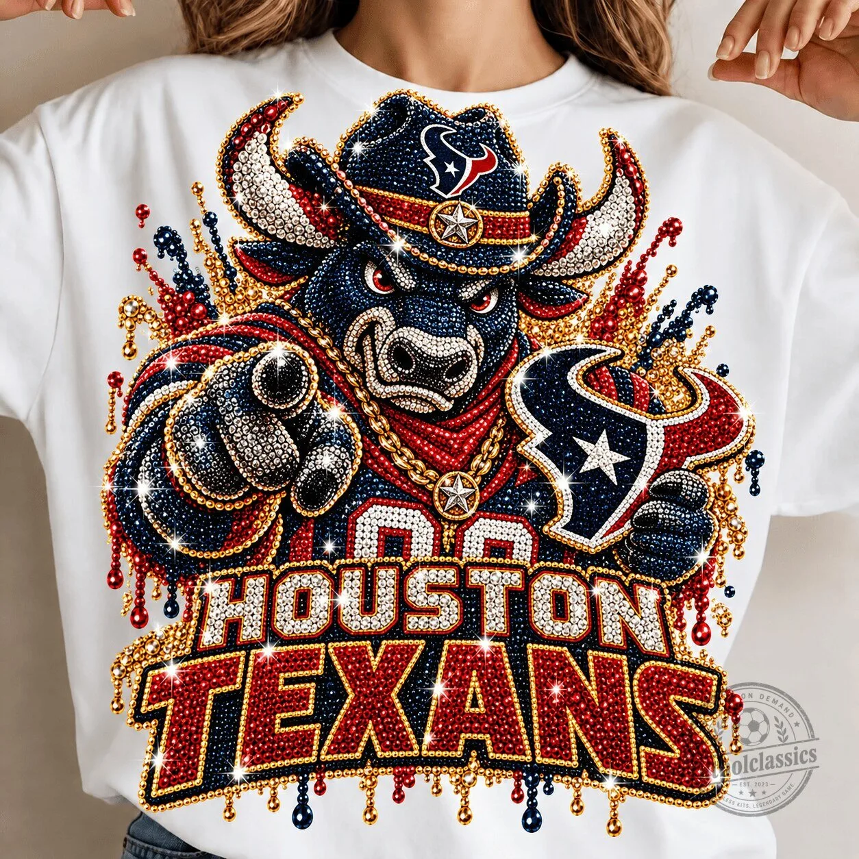 Houston Texans Sparkle Mascot Football Team Fan T-Shirt