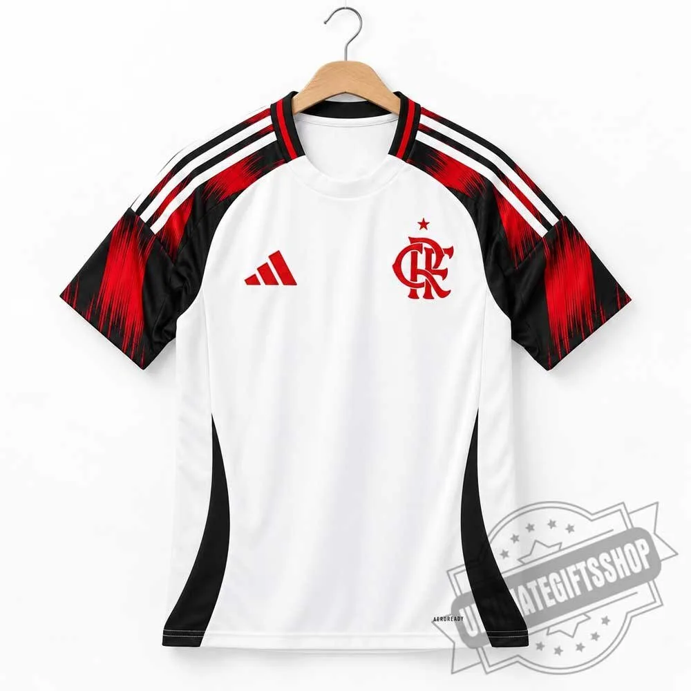 CR Flamengo 2024/25 Pre-Match Soccer Jersey White Red Training Shirt