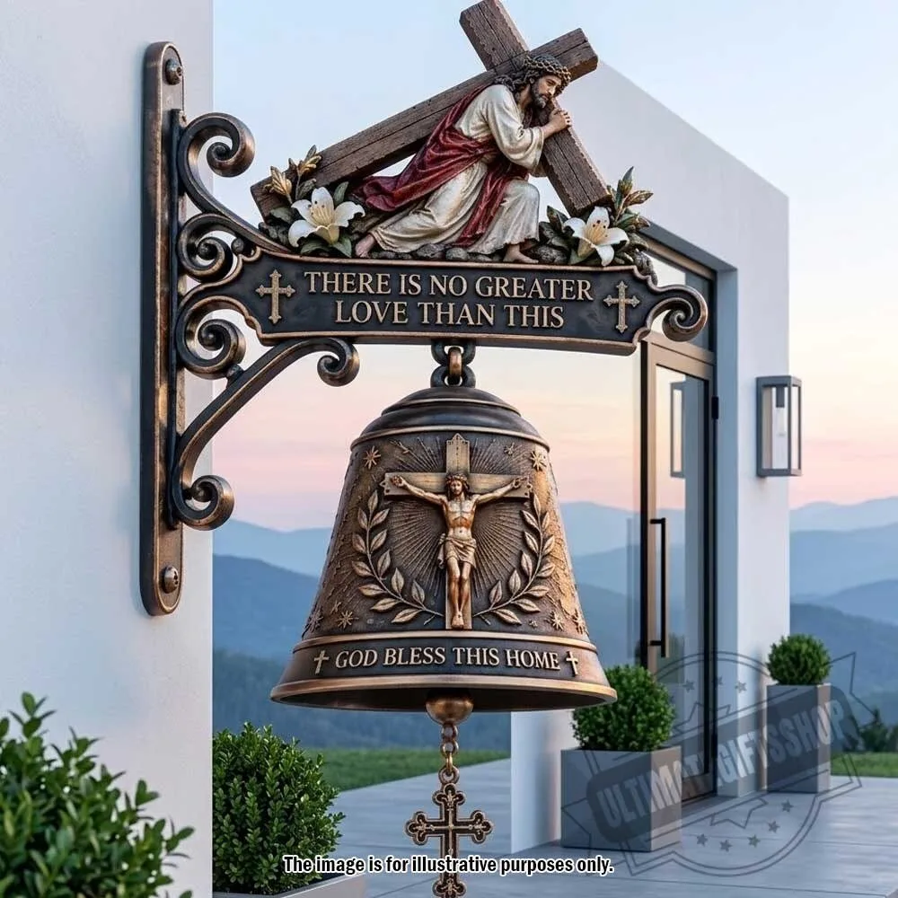 Jesus Cross Christian God Bless This Home Porch Blessing Hanging Bell 2 Jesus Cross Christian God Bless This Home Porch Blessing Hanging Bell