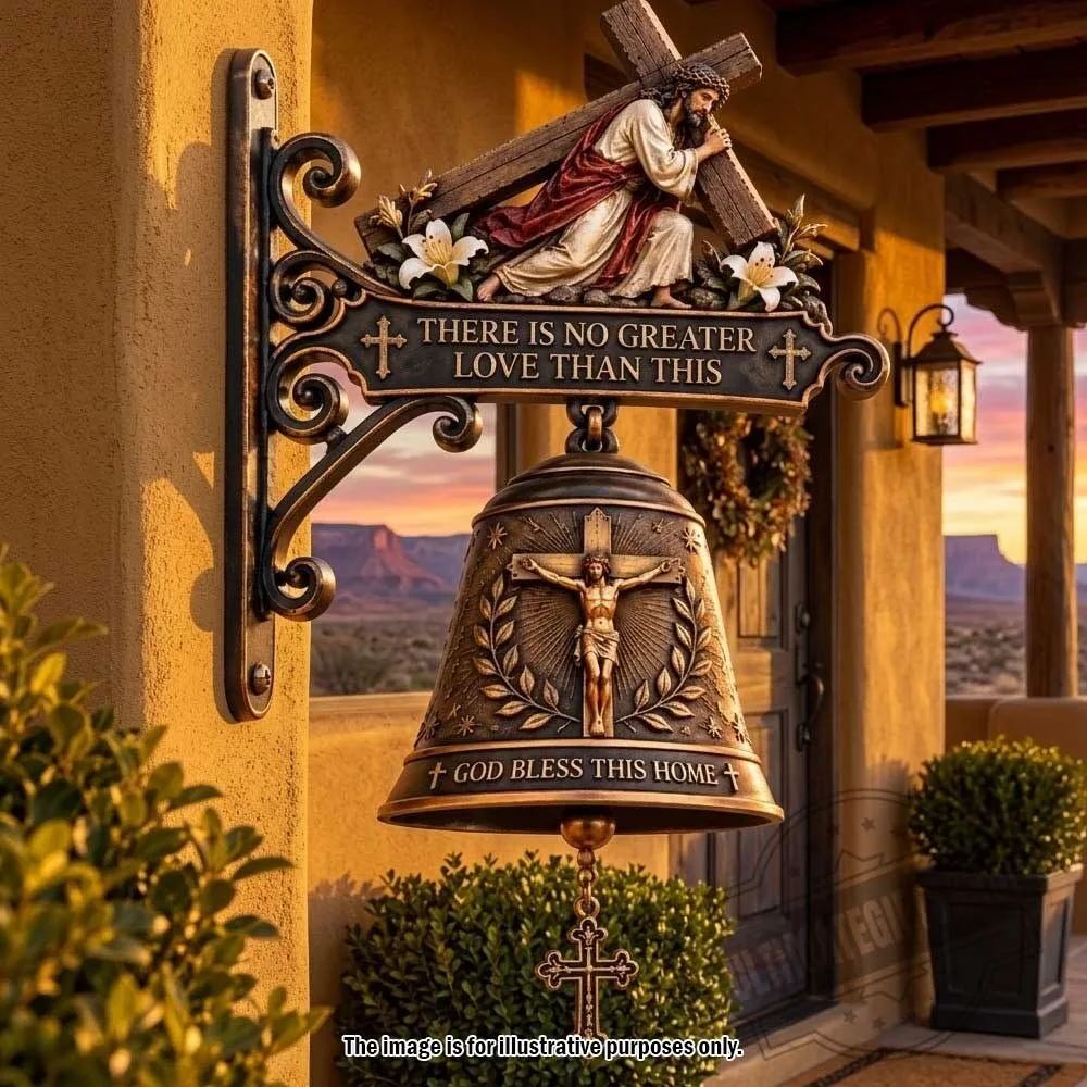 Jesus Cross Christian God Bless This Home Porch Blessing Hanging Bell 3 Jesus Cross Christian God Bless This Home Porch Blessing Hanging Bell