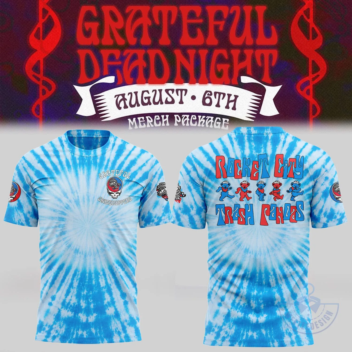 Rocket City Trash Pandas Grateful Dead Night Tie-Dye T-Shirt