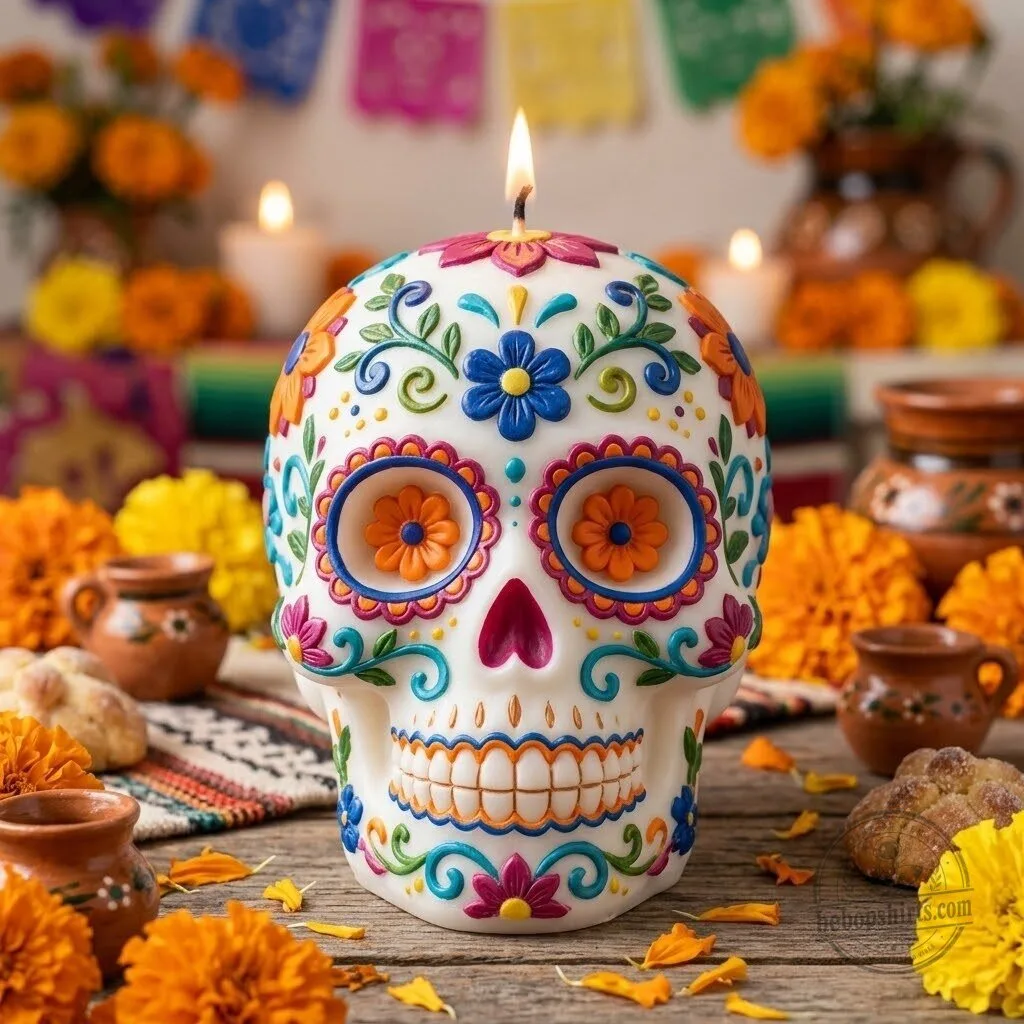 Día de los Muertos Sugar Skull Decorative Candle