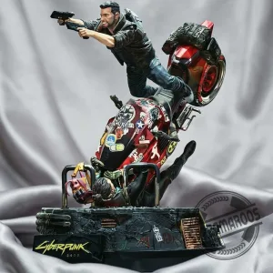 Cyberpunk 2077 V Male on Yaiba Kusanagi CT-3X Motorcycle Statue