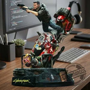 Cyberpunk 2077 V Male on Yaiba Kusanagi CT-3X Motorcycle Statue