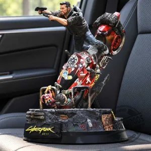 Cyberpunk 2077 V Male on Yaiba Kusanagi CT-3X Motorcycle Statue