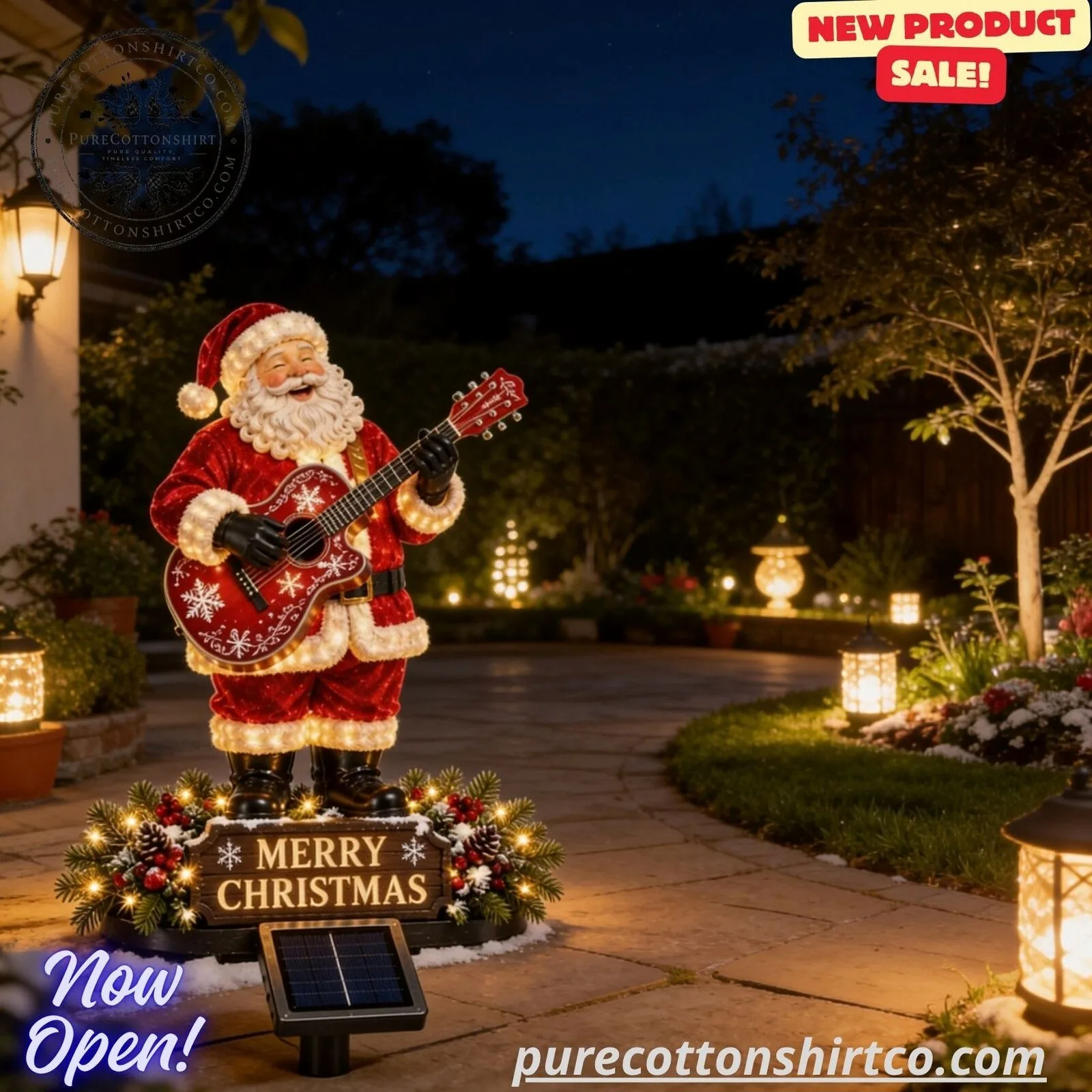 Solar Powered Playing Guitar Santa Claus Statue Light – Christmas Garden Stake Decor 5 Solar Powered Playing Guitar Santa Claus Statue Light – Christmas Garden Stake Decor