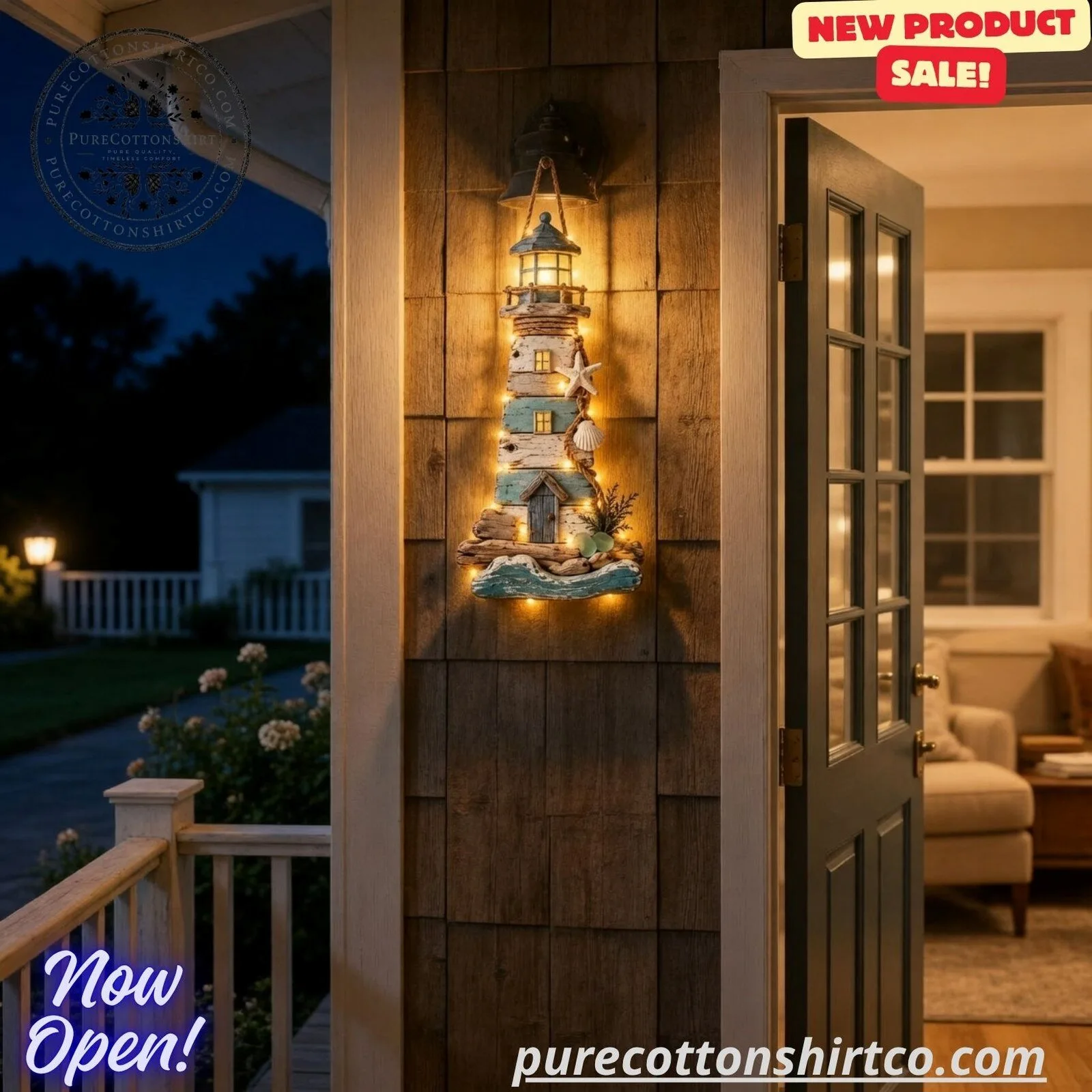 Lighted Wooden Lighthouse Wall Hanging Sign – Coastal Nautical Porch Decor 7 Lighted Wooden Lighthouse Wall Hanging Sign – Coastal Nautical Porch Decor