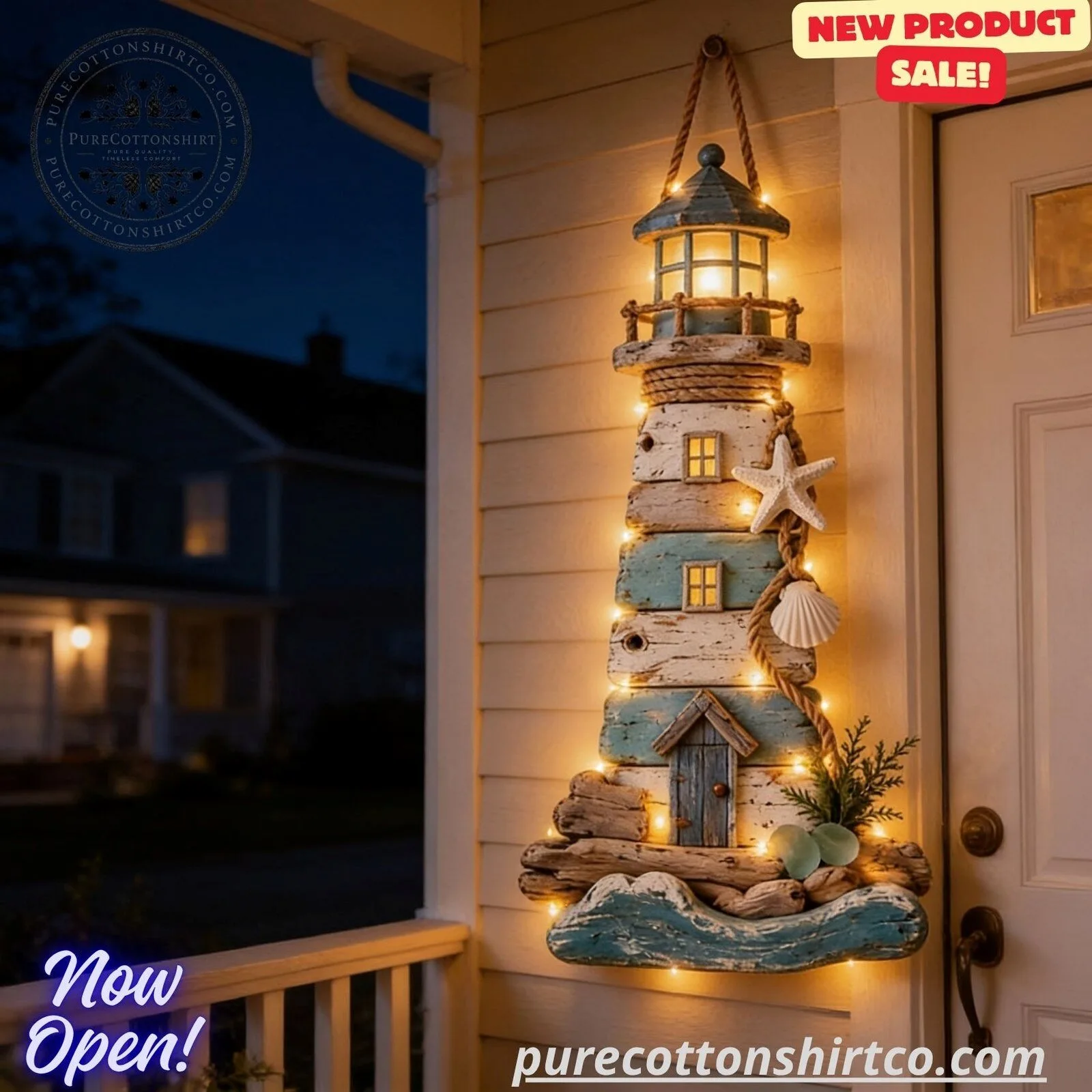Lighted Wooden Lighthouse Wall Hanging Sign – Coastal Nautical Porch Decor 9 Lighted Wooden Lighthouse Wall Hanging Sign – Coastal Nautical Porch Decor