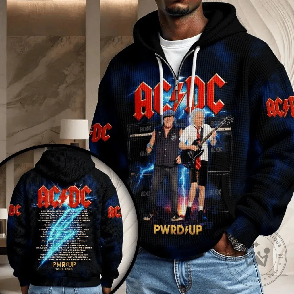 ACDC Power Up Tour 2024 Rock Band Concert Full Zip Hoodie