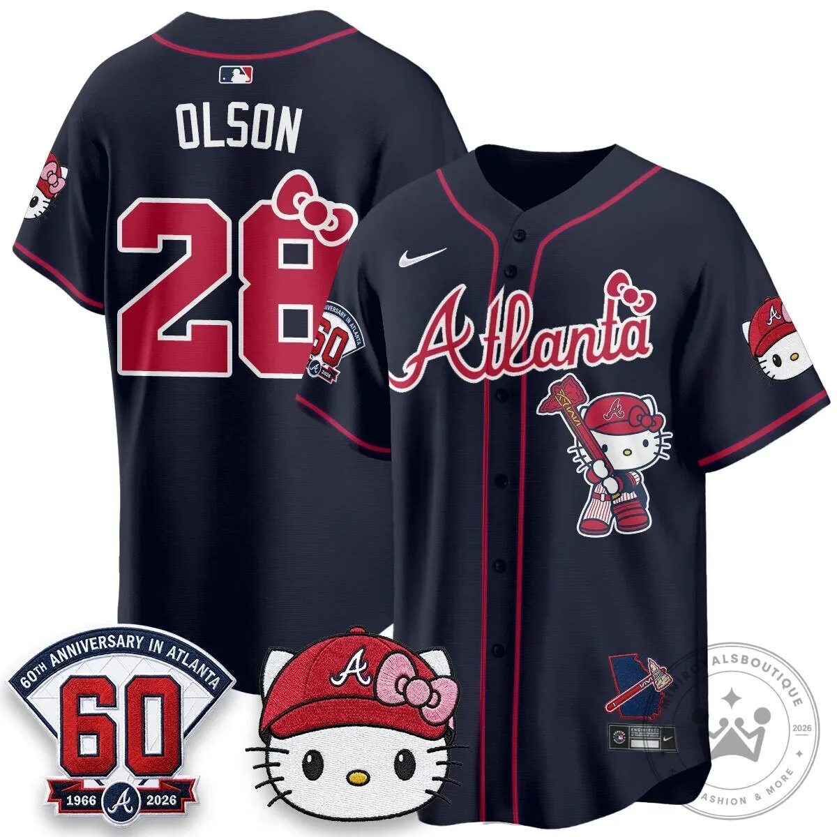 Atlanta Braves Ozzie Albies Hello Kitty 60th Anniversary Baseball