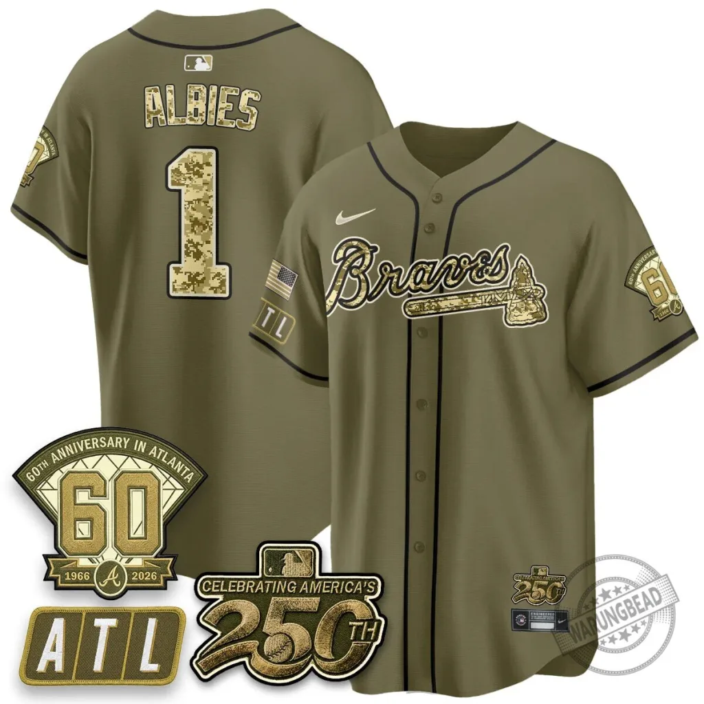 Atlanta Braves Ozzie Albies Salute to Service Baseball Jersey Atlanta Braves Ozzie Albies Salute to Service Baseball Jersey