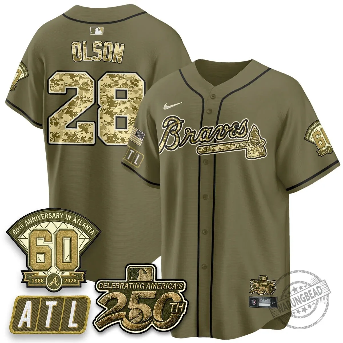 Atlanta Braves Ozzie Albies Salute to Service Baseball Jersey 33 Atlanta Braves Ozzie Albies Salute to Service Baseball Jersey