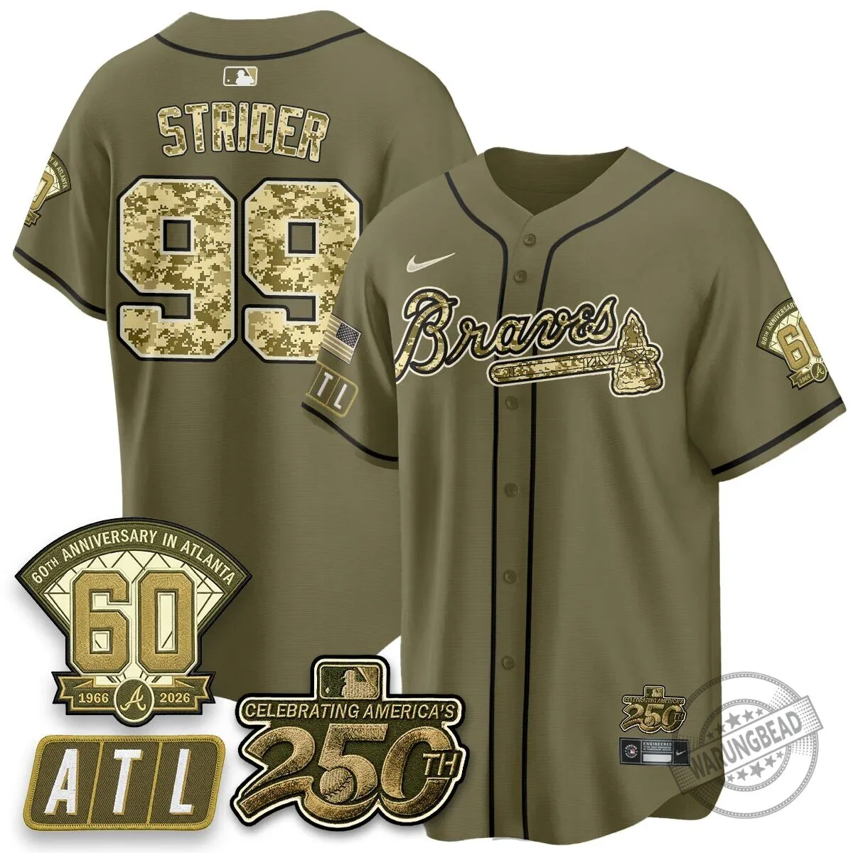 Atlanta Braves Ozzie Albies Salute to Service Baseball Jersey 36 Atlanta Braves Ozzie Albies Salute to Service Baseball Jersey