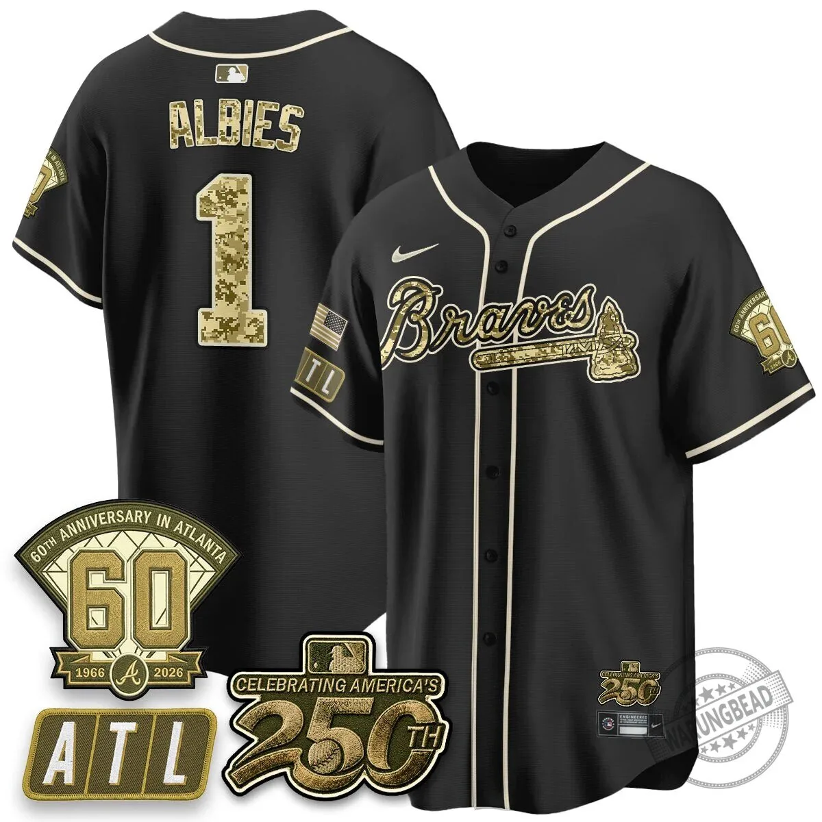 Atlanta Braves Ozzie Albies Salute to Service Baseball Jersey 48 Atlanta Braves Ozzie Albies Salute to Service Baseball Jersey