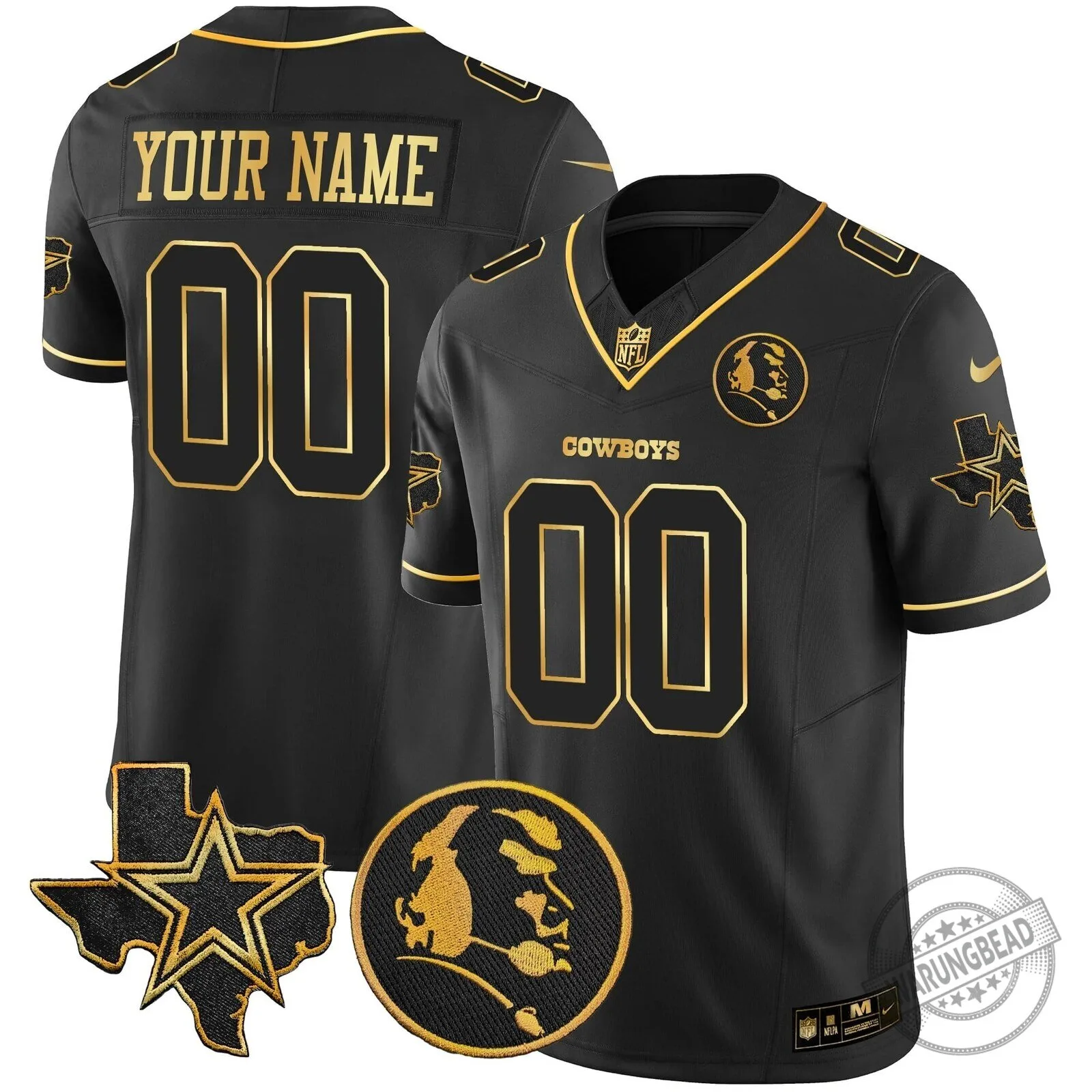 John Madden Dallas Cowboys Black Gold Edition Football Jersey 6 John Madden Dallas Cowboys Black Gold Edition Football Jersey