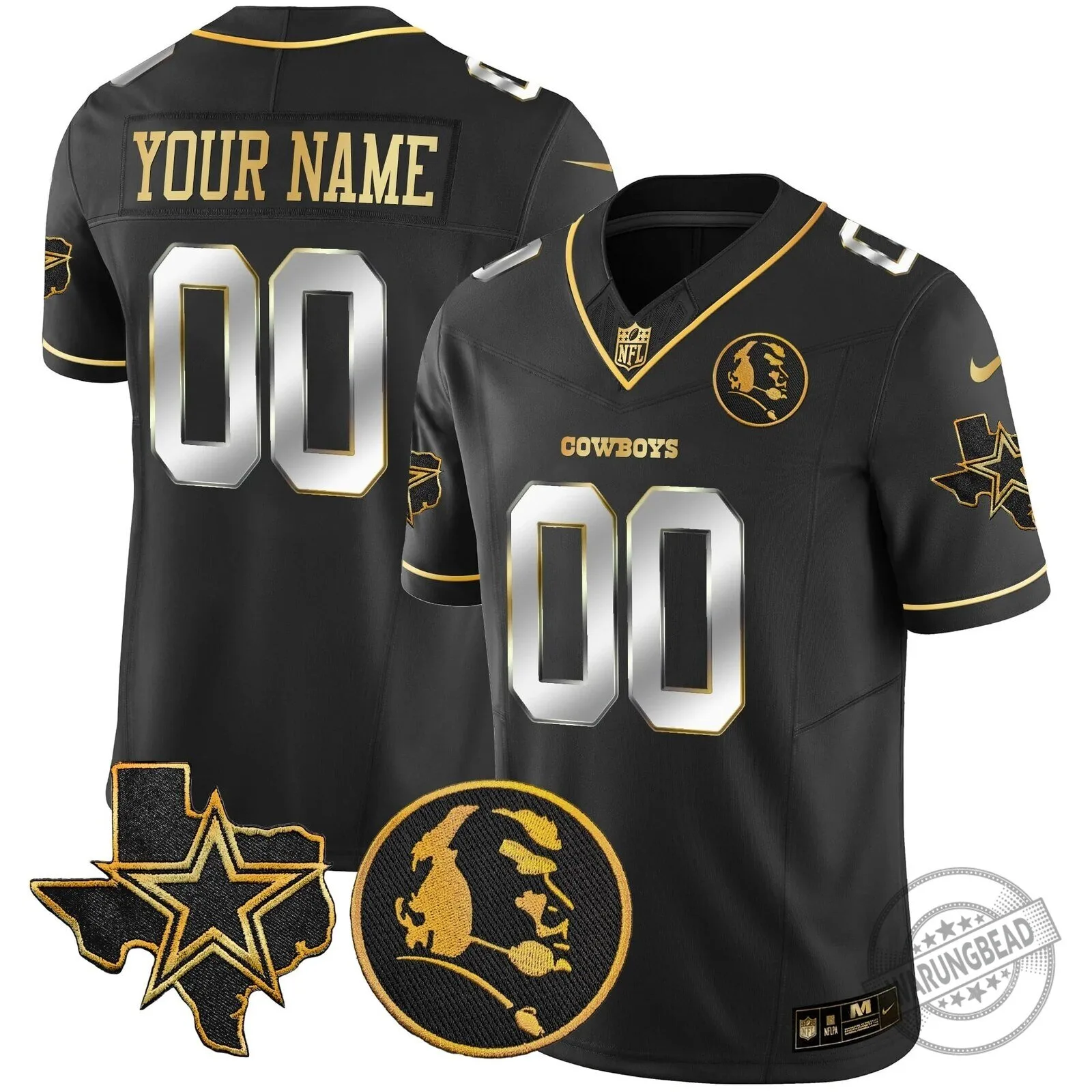 John Madden Dallas Cowboys Black Gold Edition Football Jersey 7 John Madden Dallas Cowboys Black Gold Edition Football Jersey
