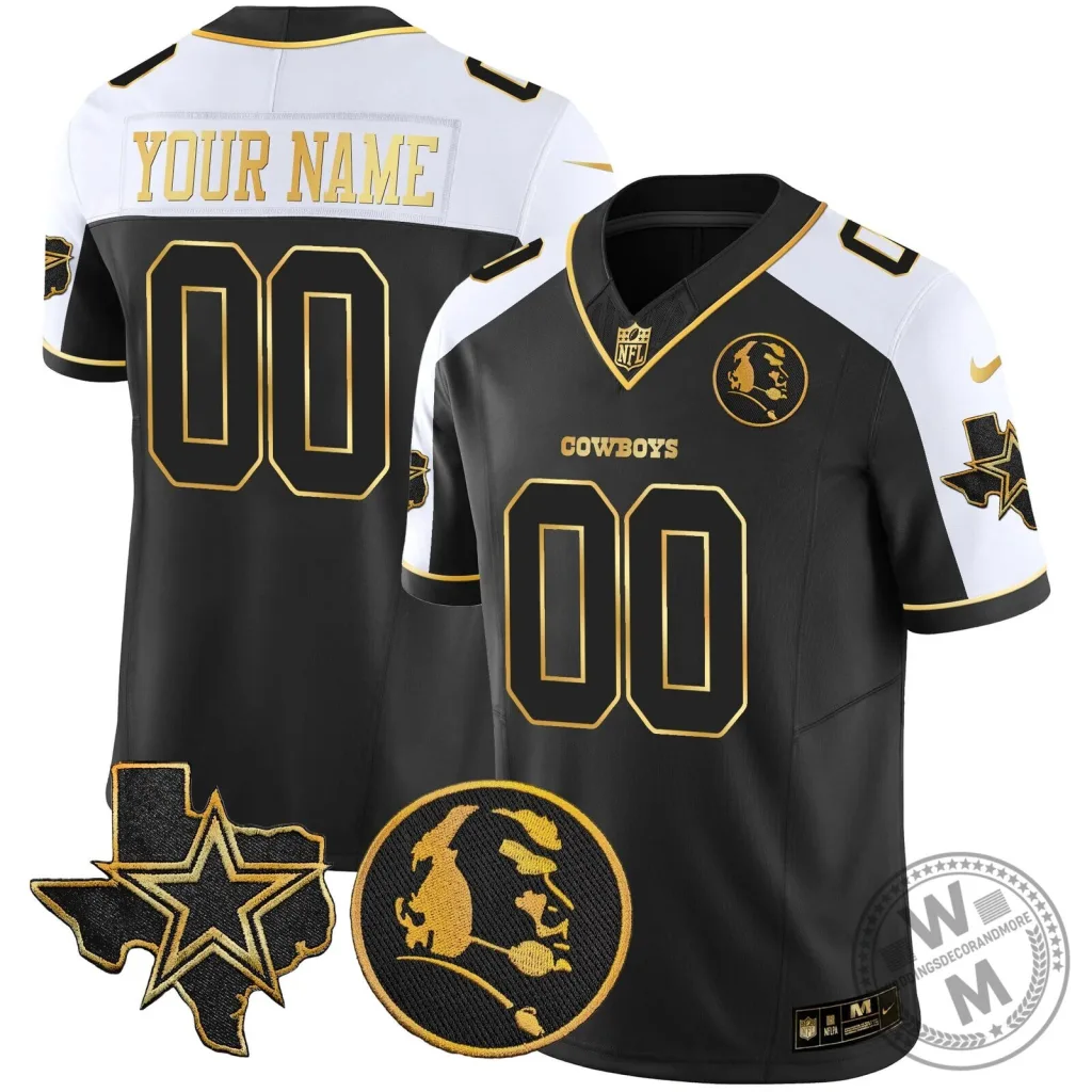 Dallas Cowboys Custom Football Jersey in Black and Gold Vapor by John Madden, Limited Edition 1 Dallas Cowboys Custom Football Jersey in Black and Gold Vapor by John Madden, Limited Edition
