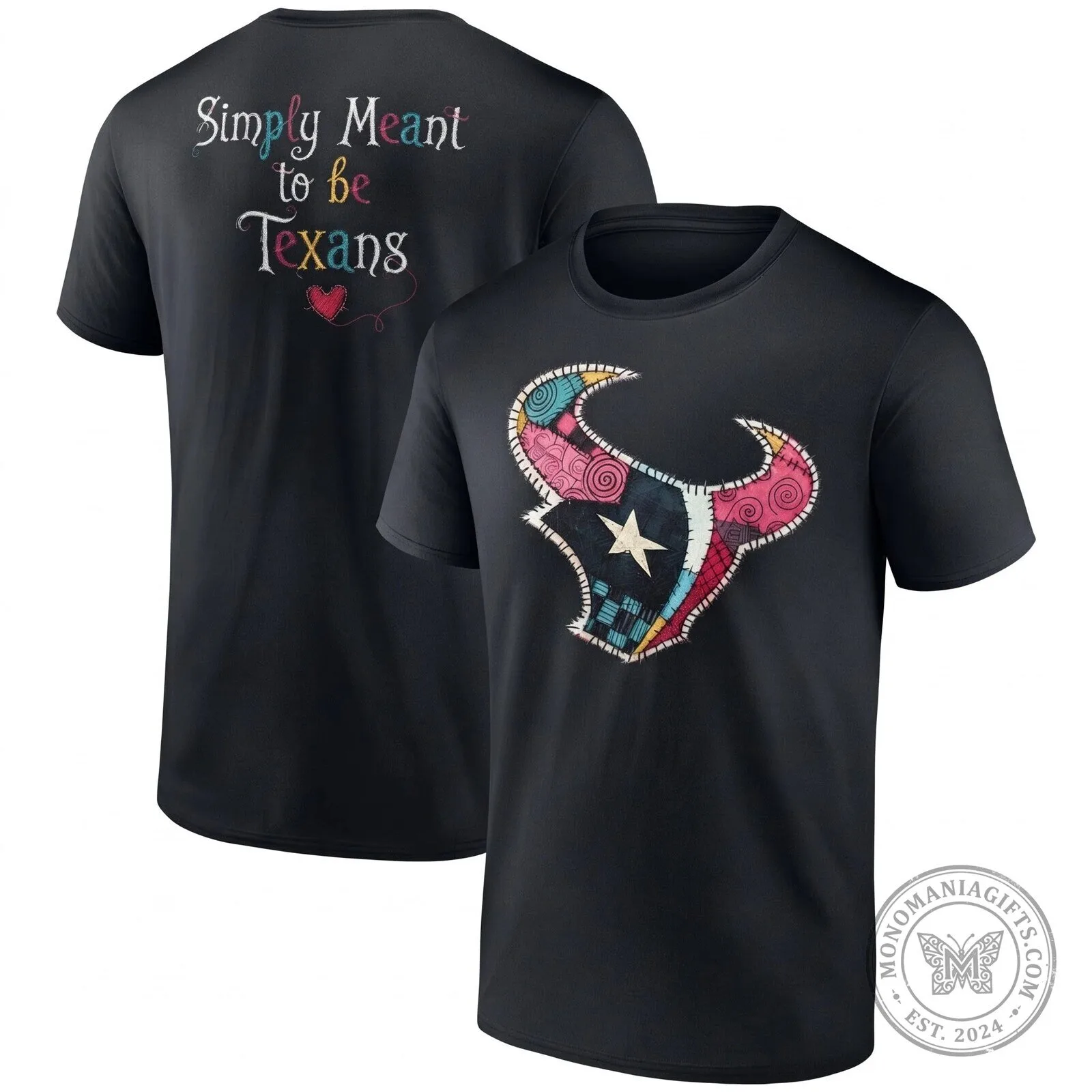 Houston Texans Halloween Simply Meant to Be Patchwork Logo T-Shirt