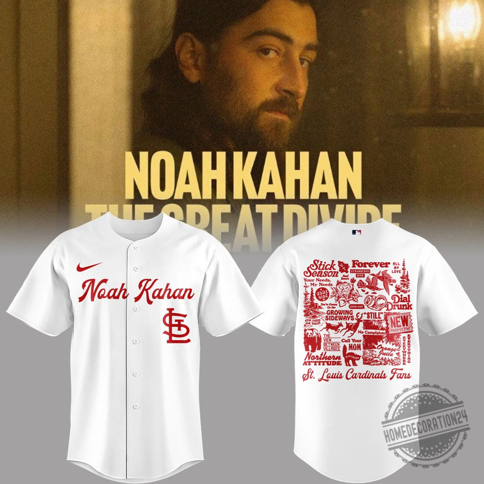 Noah Kahan Stick Season Tour St. Louis Cardinals Baseball Jersey