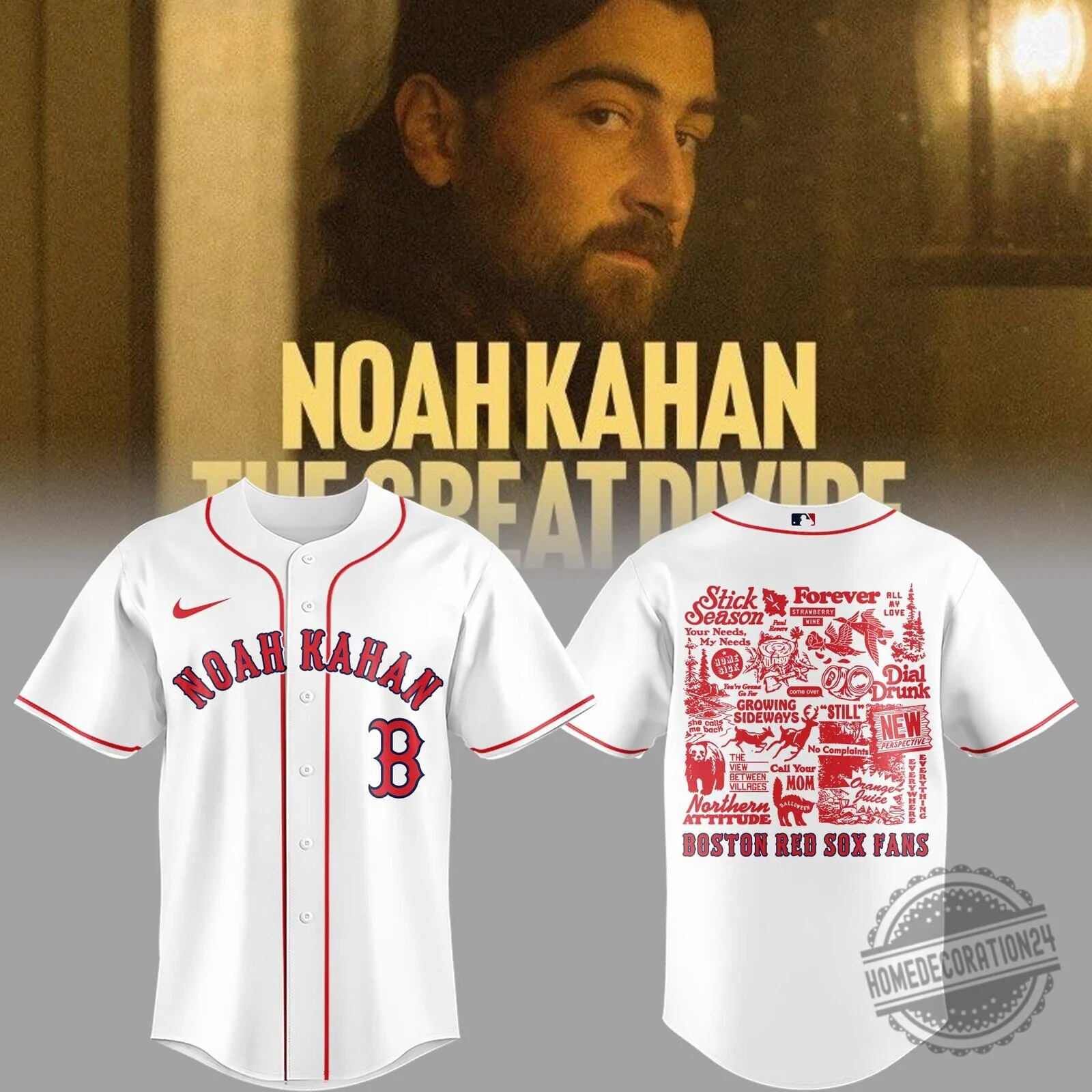 Noah Kahan Stick Season Tour Boston Red Sox Baseball Jersey