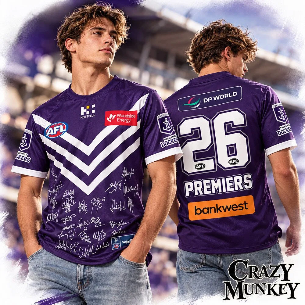 Fremantle Dockers 2026 Premiers No 26 Signature Concept Fan T-Shirt | Apparel