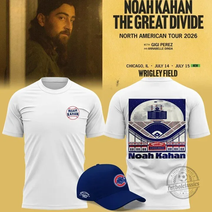 Noah Kahan The Great Divide Tour 2026 Chicago Cubs Wrigley Field T-Shirt