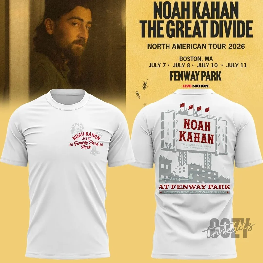 Fenway Park Boston Concert T-Shirt for Noah Kahan's The Great Divide Tour 2026